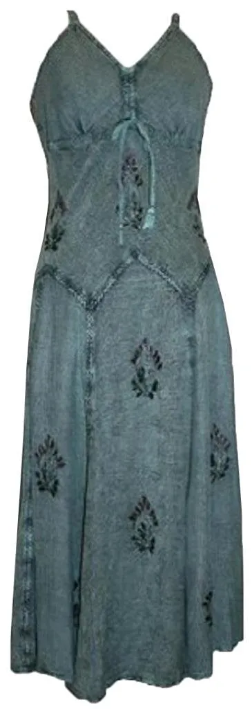 594 DR Summer Spaghetti Strap Embroidered Sleeveless Dress