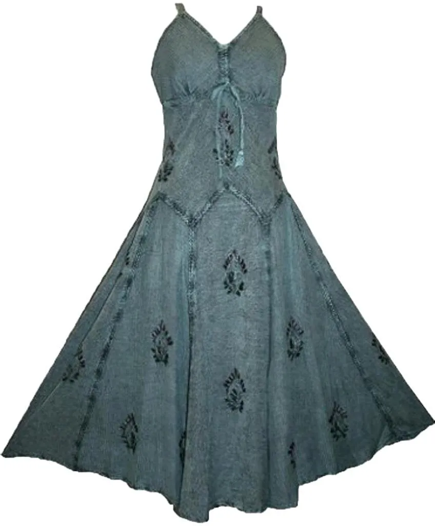 594 DR Summer Spaghetti Strap Embroidered Sleeveless Dress