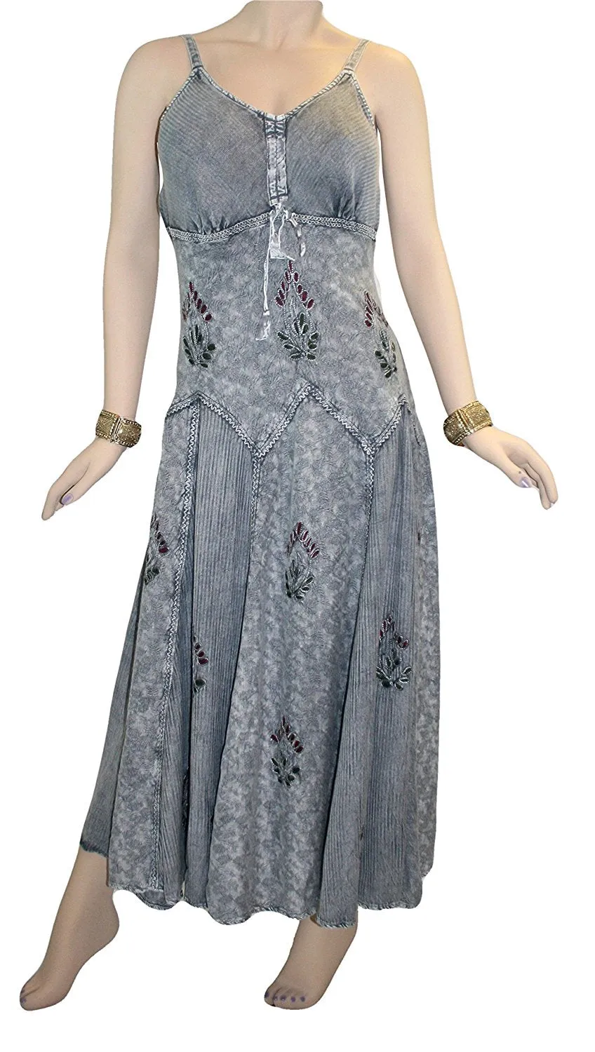 594 DR Summer Spaghetti Strap Embroidered Sleeveless Dress