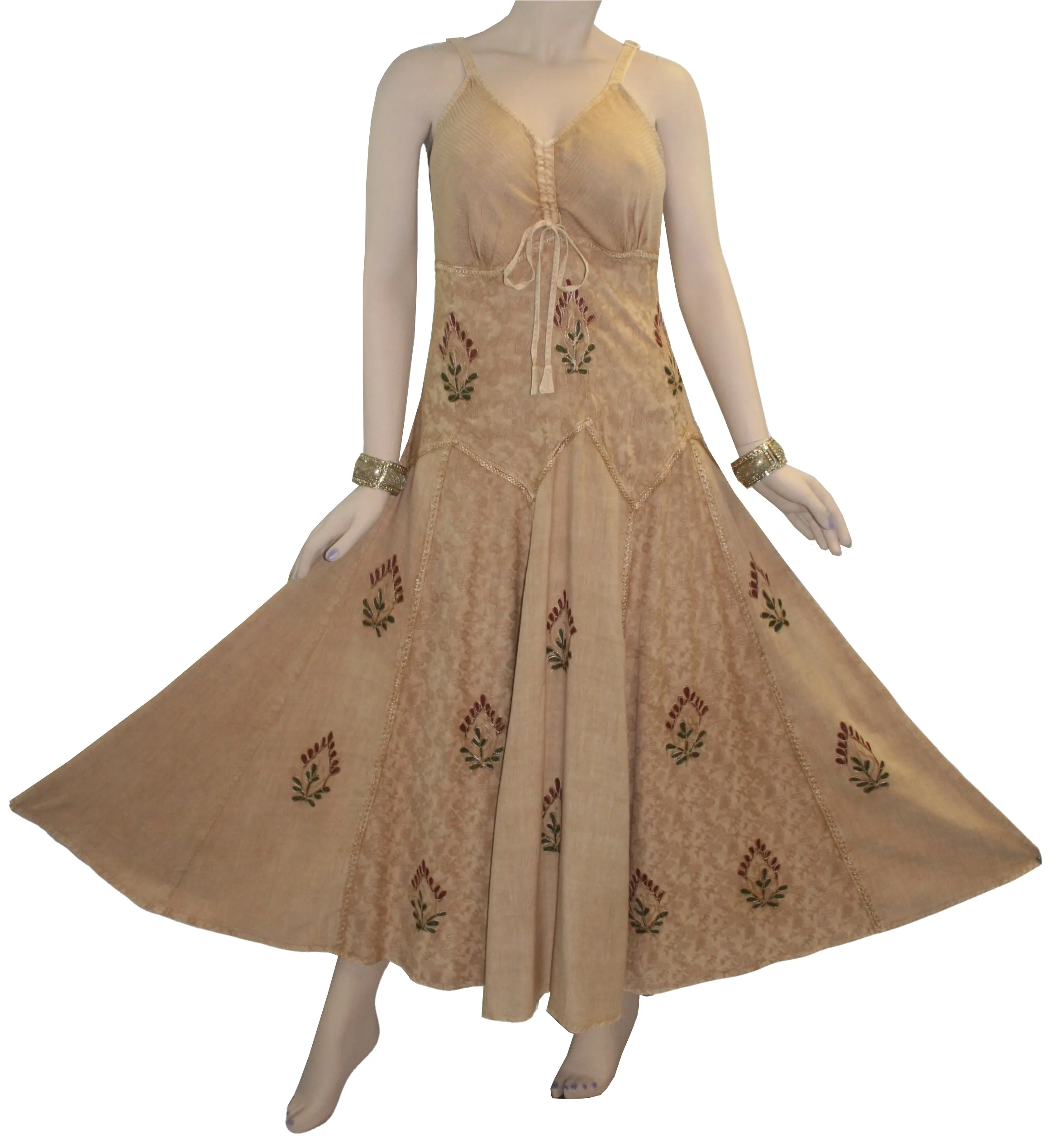 594 DR Summer Spaghetti Strap Embroidered Sleeveless Dress