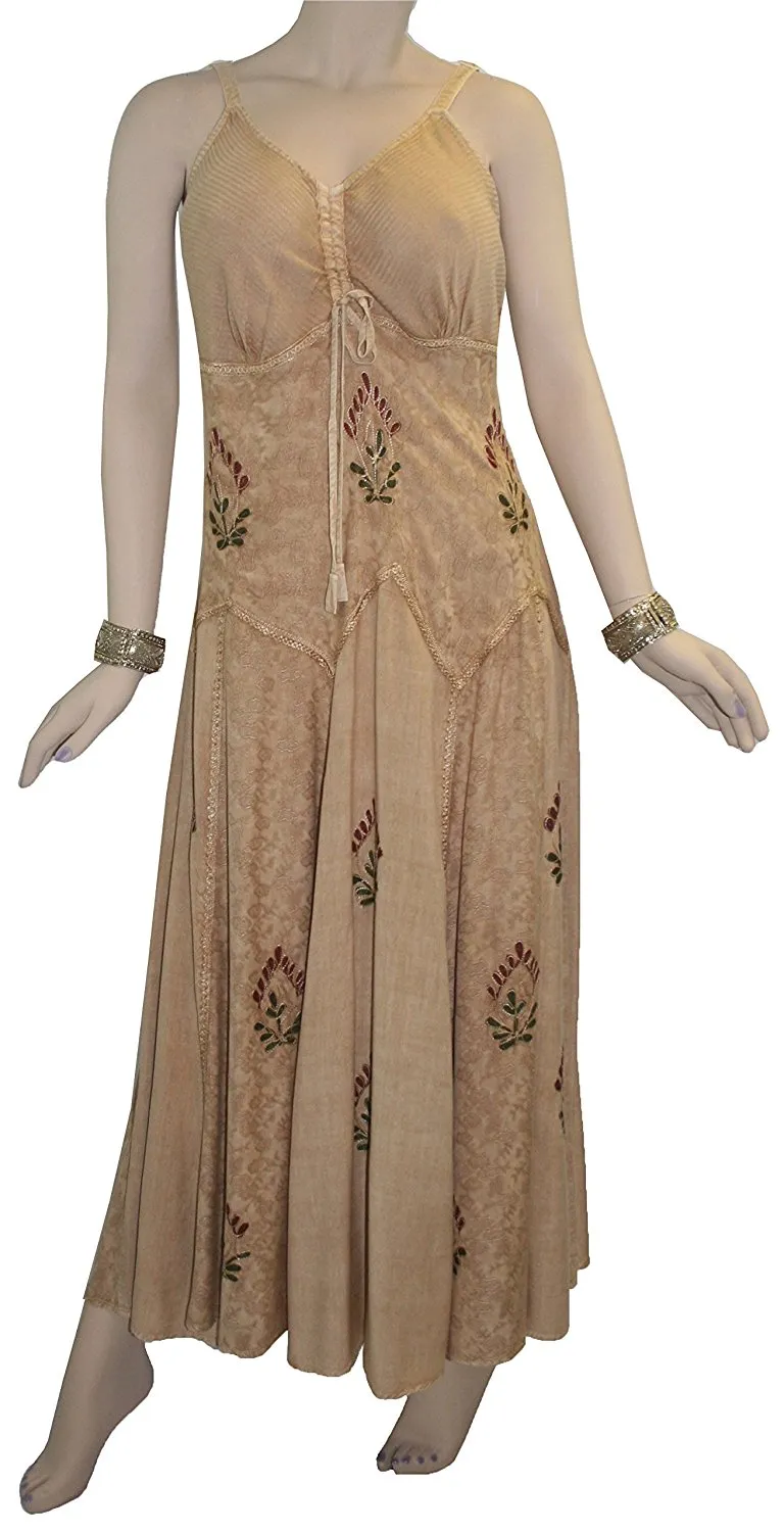 594 DR Summer Spaghetti Strap Embroidered Sleeveless Dress