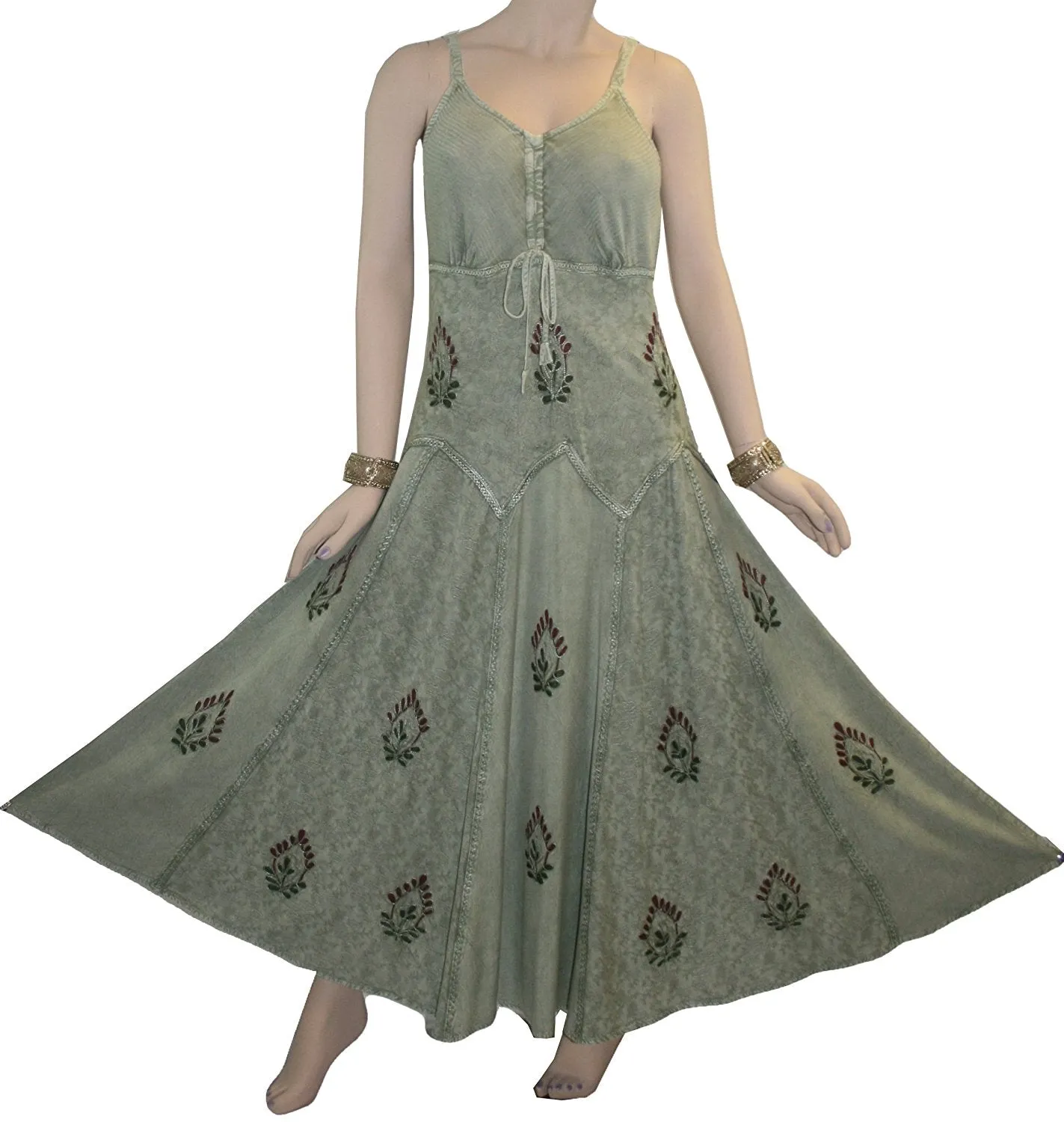 594 DR Summer Spaghetti Strap Embroidered Sleeveless Dress