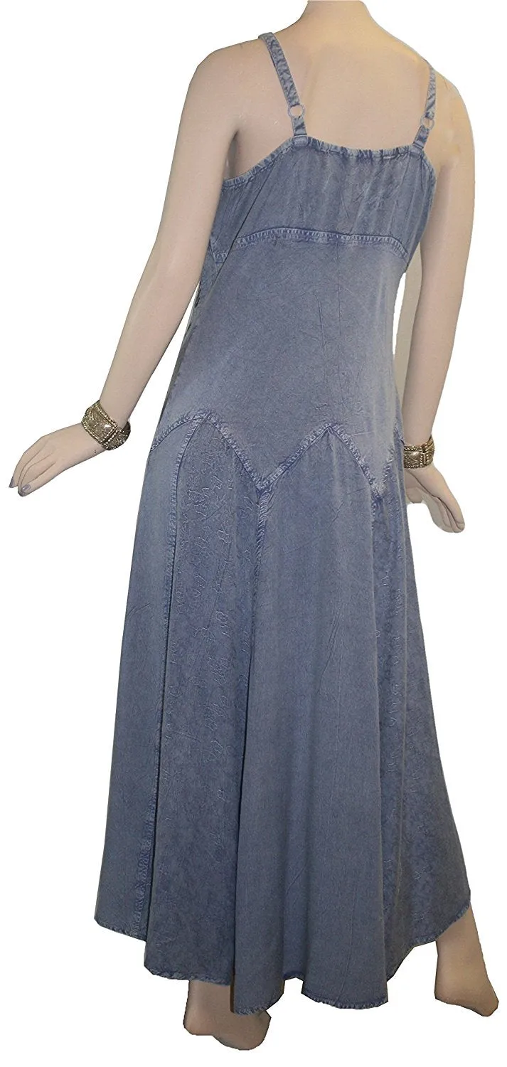 594 DR Summer Spaghetti Strap Embroidered Sleeveless Dress