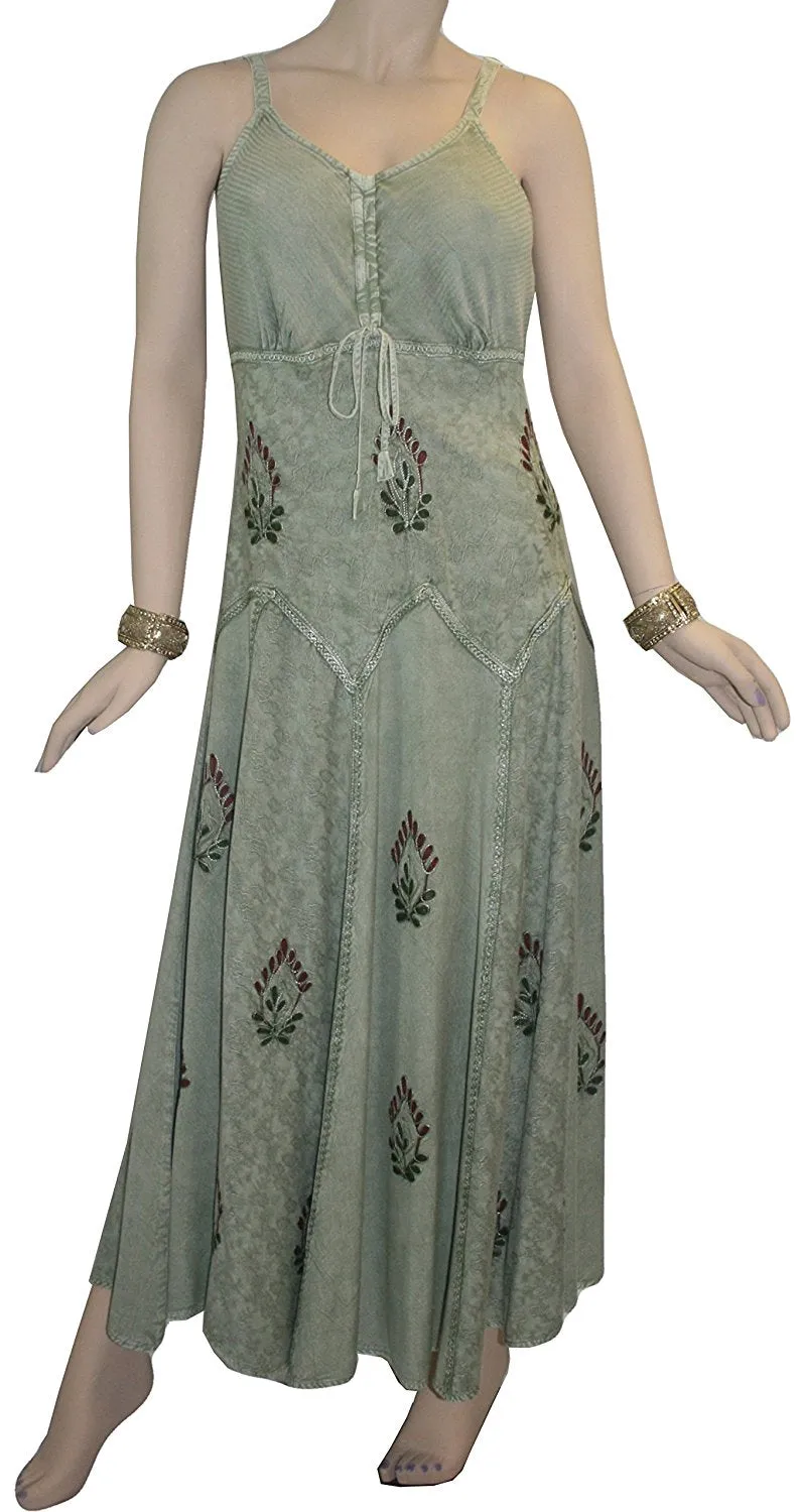 594 DR Summer Spaghetti Strap Embroidered Sleeveless Dress
