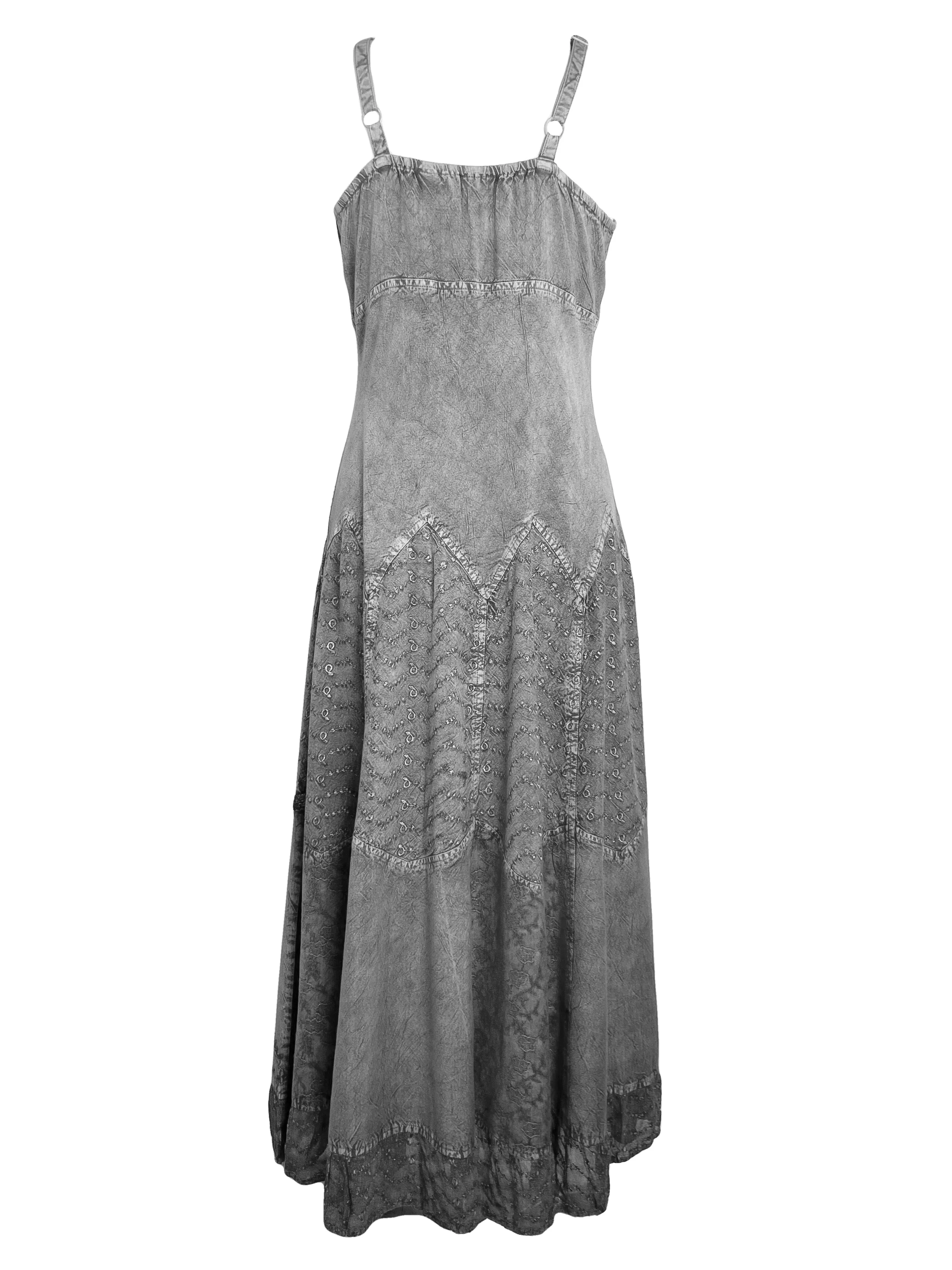 600 DR Rayon Womens Embroidered Long Spaghetti Strap Sexy Summer Sun dress