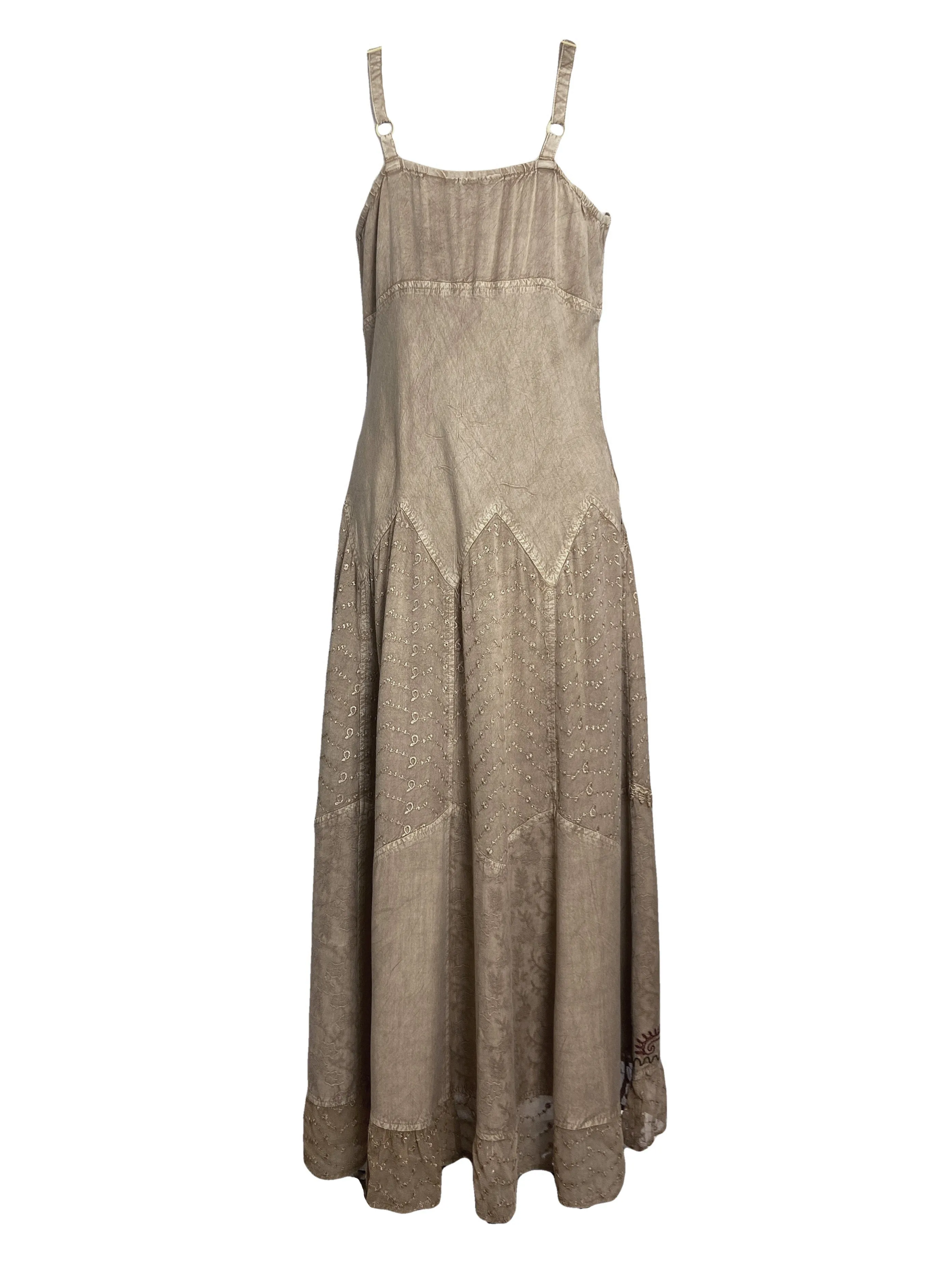 600 DR Rayon Womens Embroidered Long Spaghetti Strap Sexy Summer Sun dress