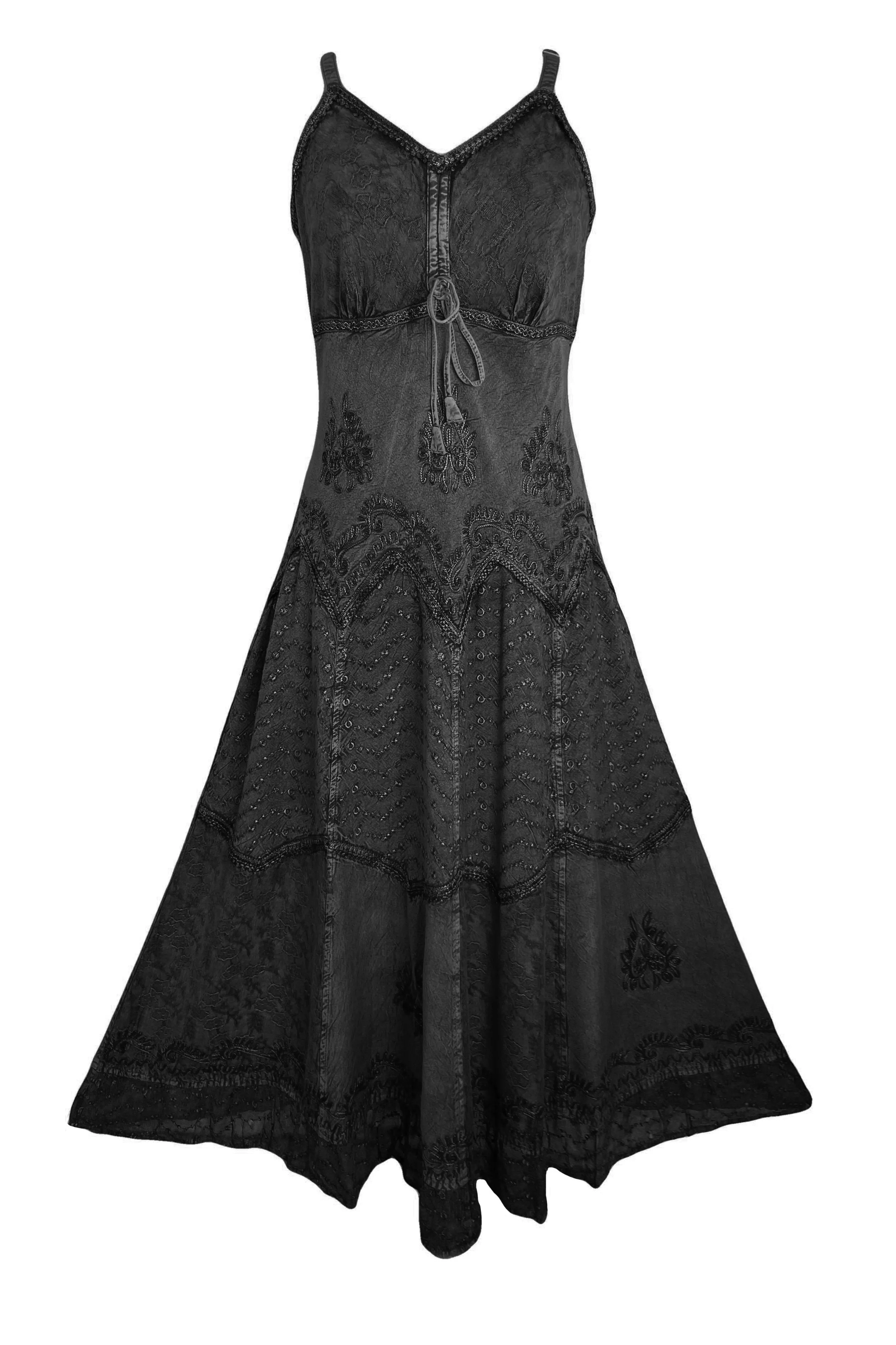 600 DR Rayon Womens Embroidered Long Spaghetti Strap Sexy Summer Sun dress