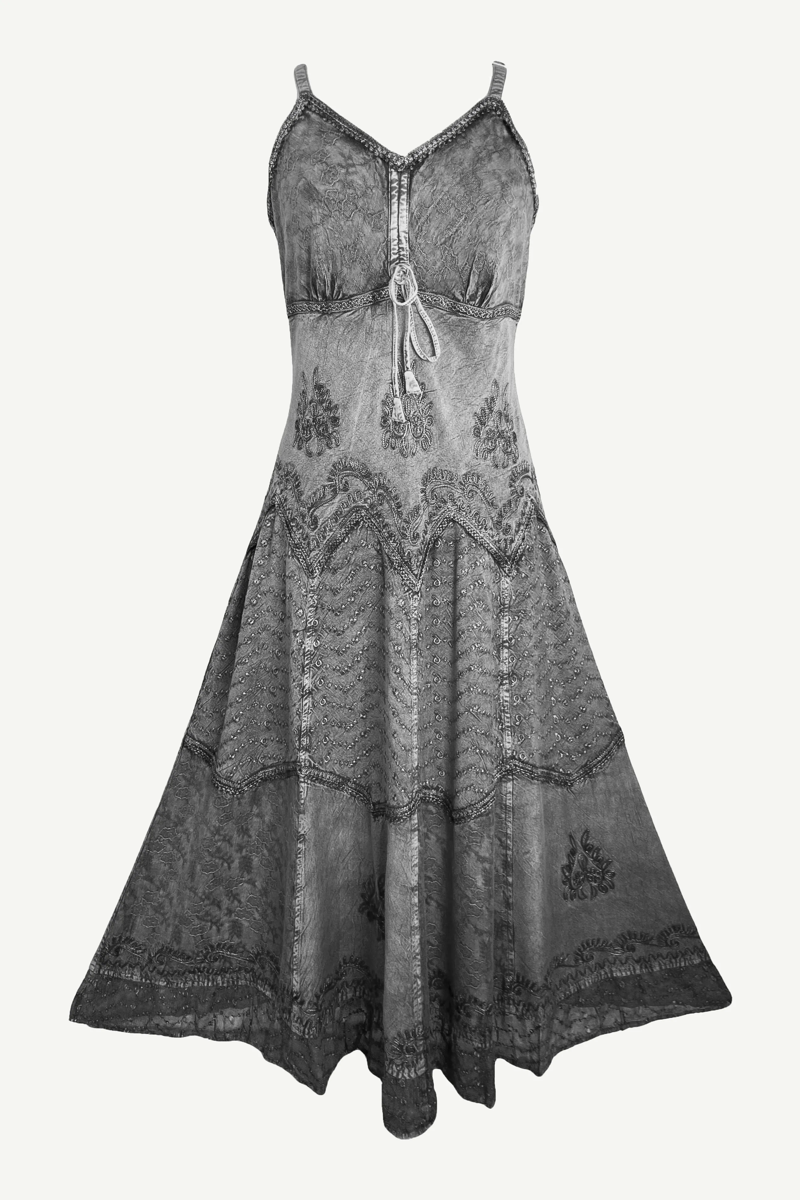600 DR Rayon Womens Embroidered Long Spaghetti Strap Sexy Summer Sun dress