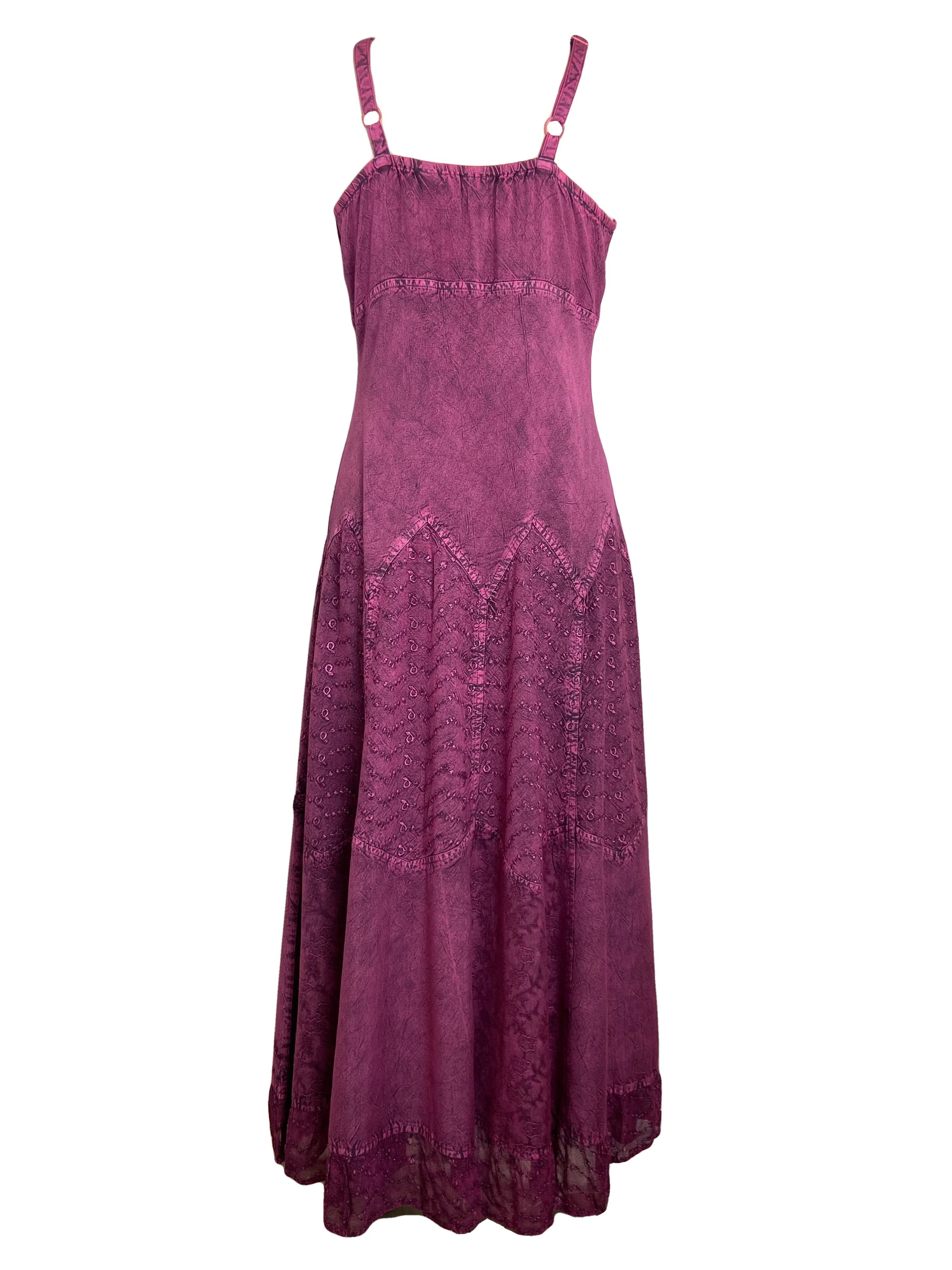 600 DR Rayon Womens Embroidered Long Spaghetti Strap Sexy Summer Sun dress