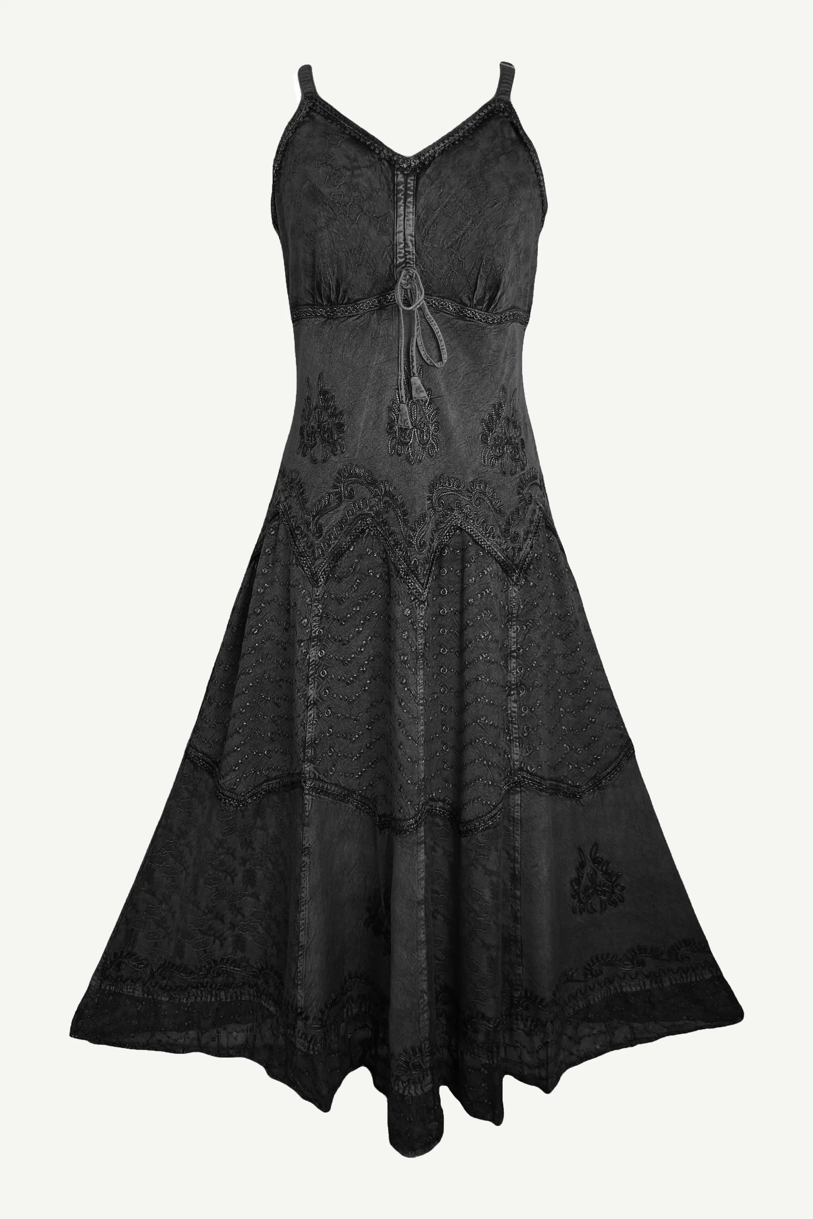 600 DR Rayon Womens Embroidered Long Spaghetti Strap Sexy Summer Sun dress