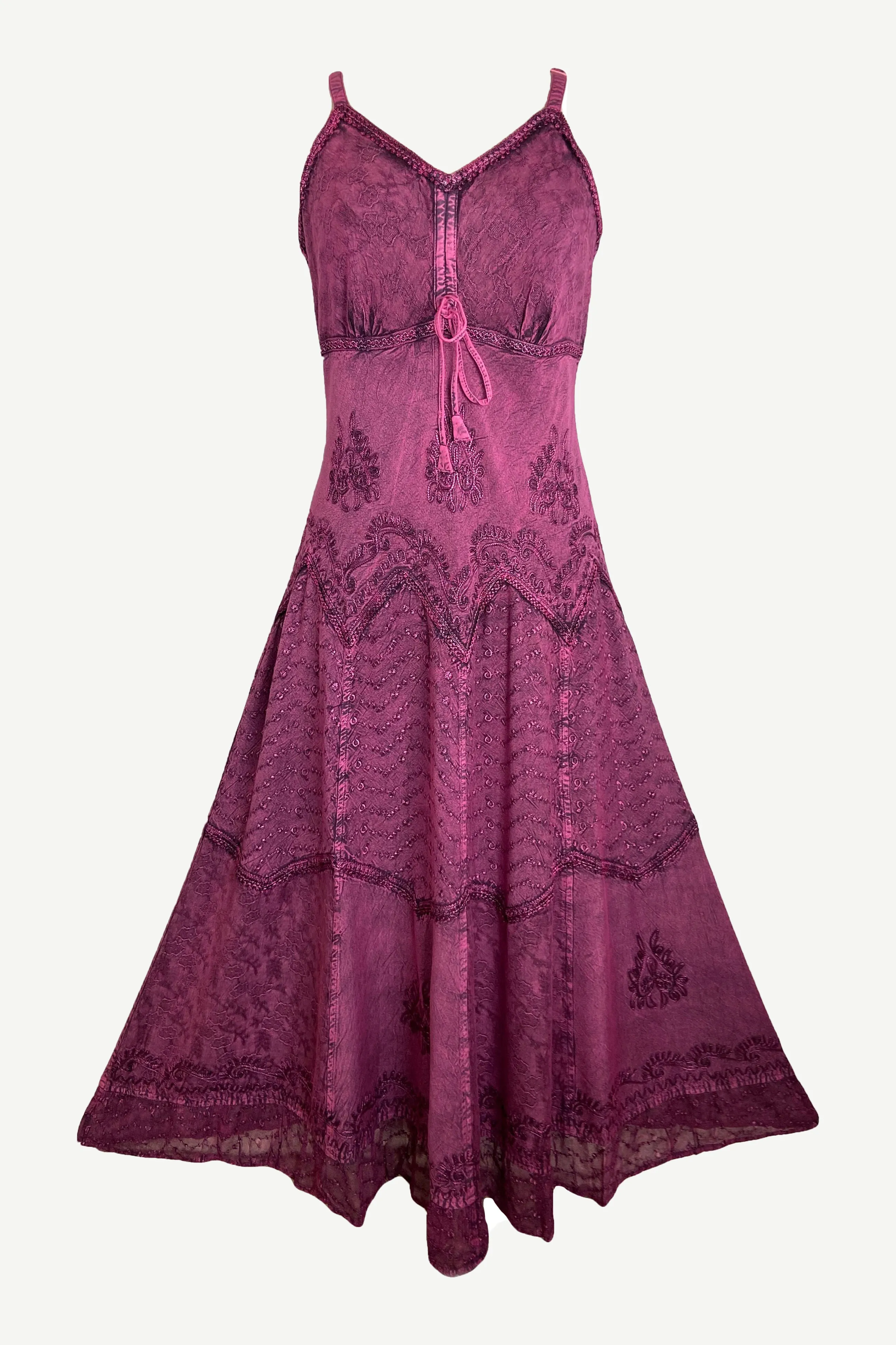 600 DR Rayon Womens Embroidered Long Spaghetti Strap Sexy Summer Sun dress