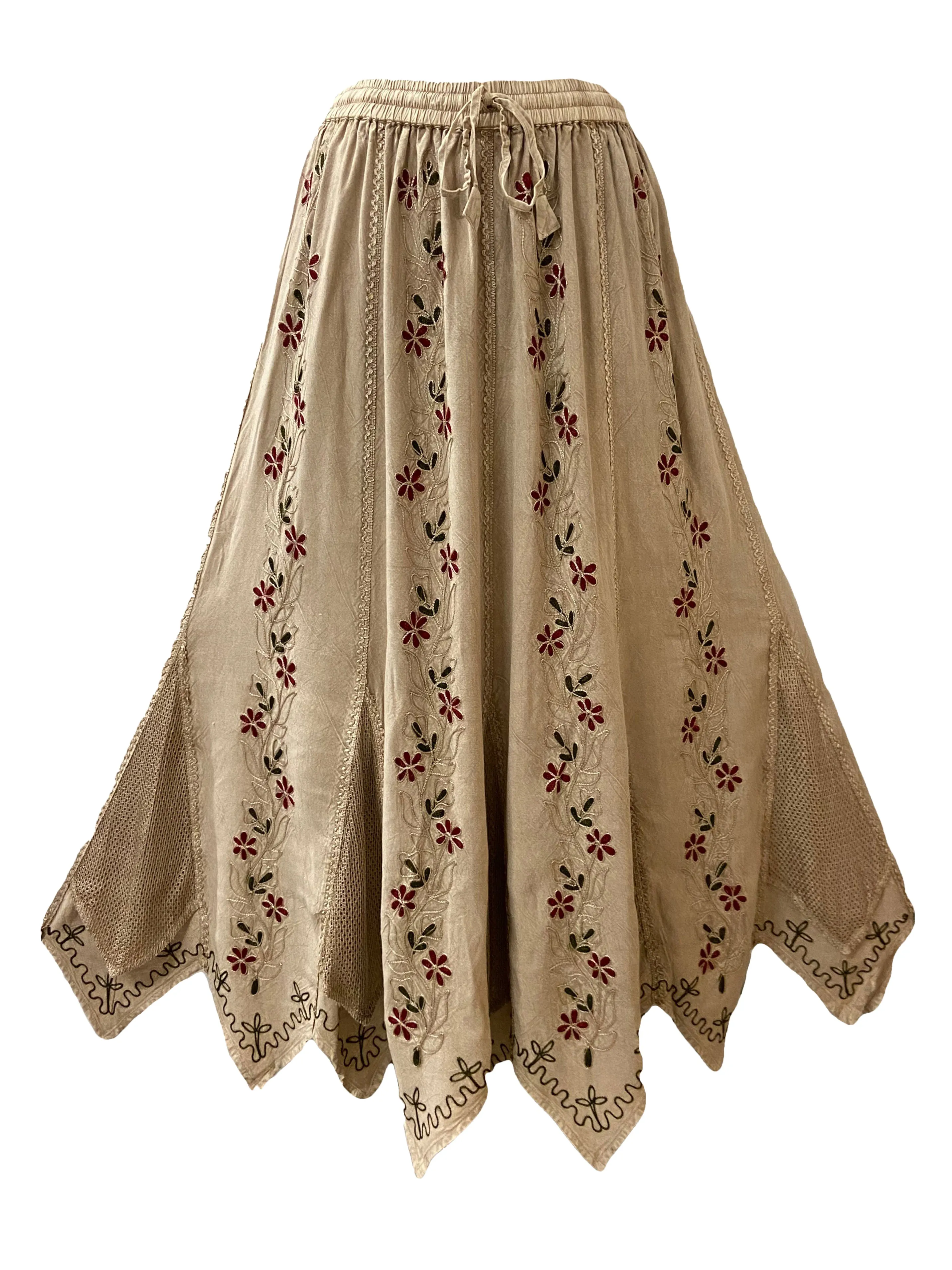 714 Skt Bohemian Gypsy Asymmetrical Hem Rayon Netted Skirt