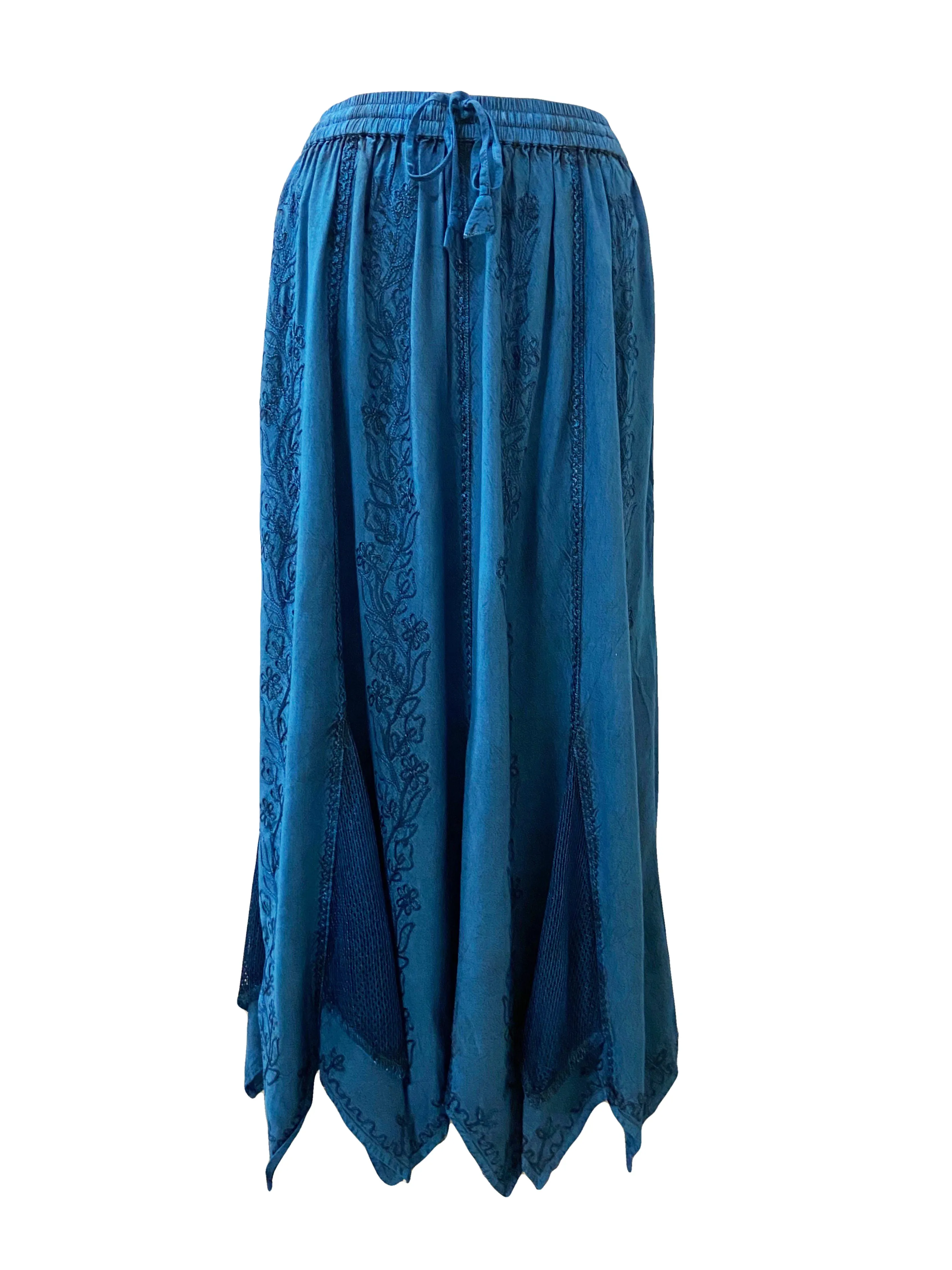 714 Skt Bohemian Gypsy Asymmetrical Hem Rayon Netted Skirt
