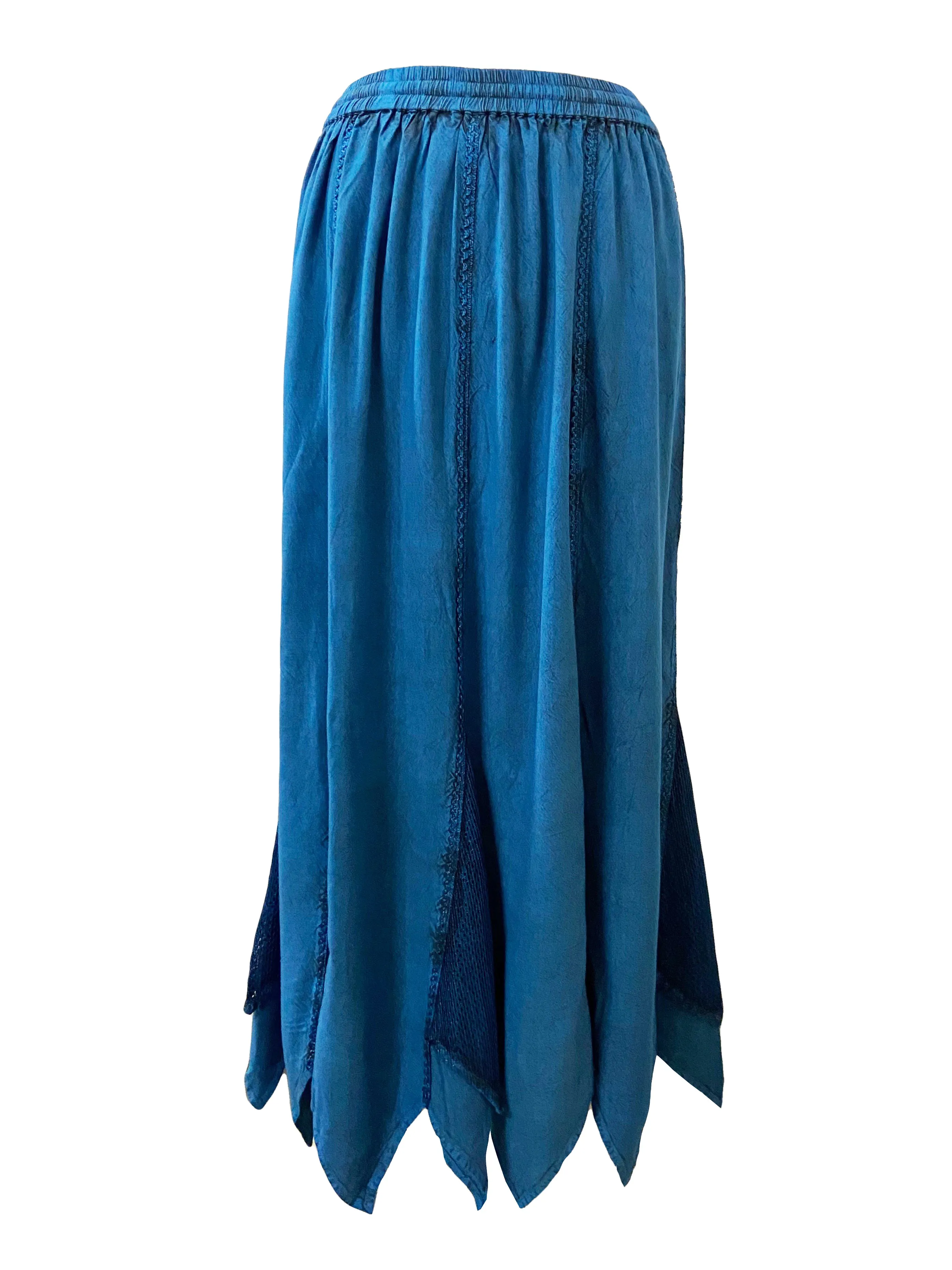 714 Skt Bohemian Gypsy Asymmetrical Hem Rayon Netted Skirt