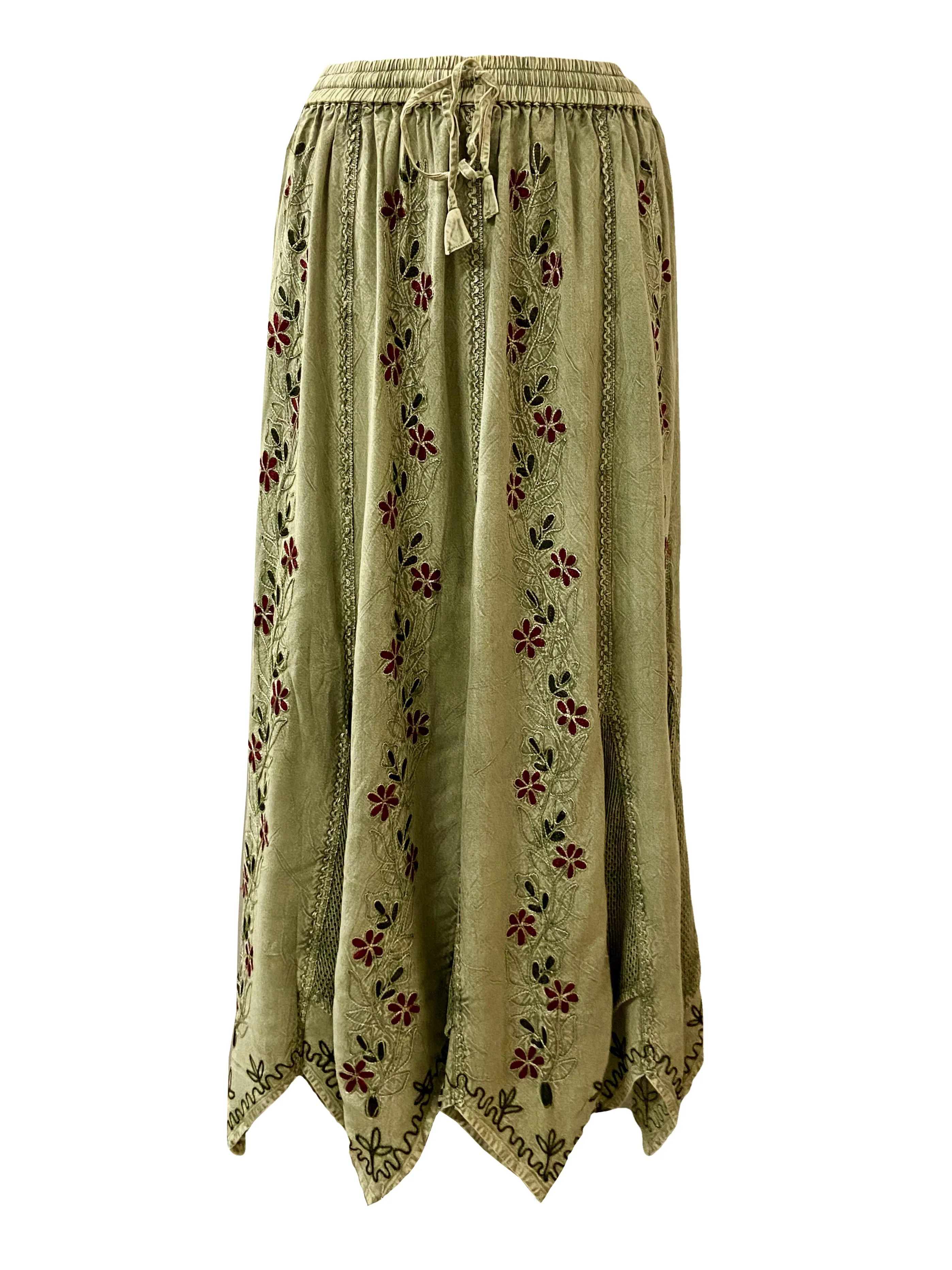 714 Skt Bohemian Gypsy Asymmetrical Hem Rayon Netted Skirt