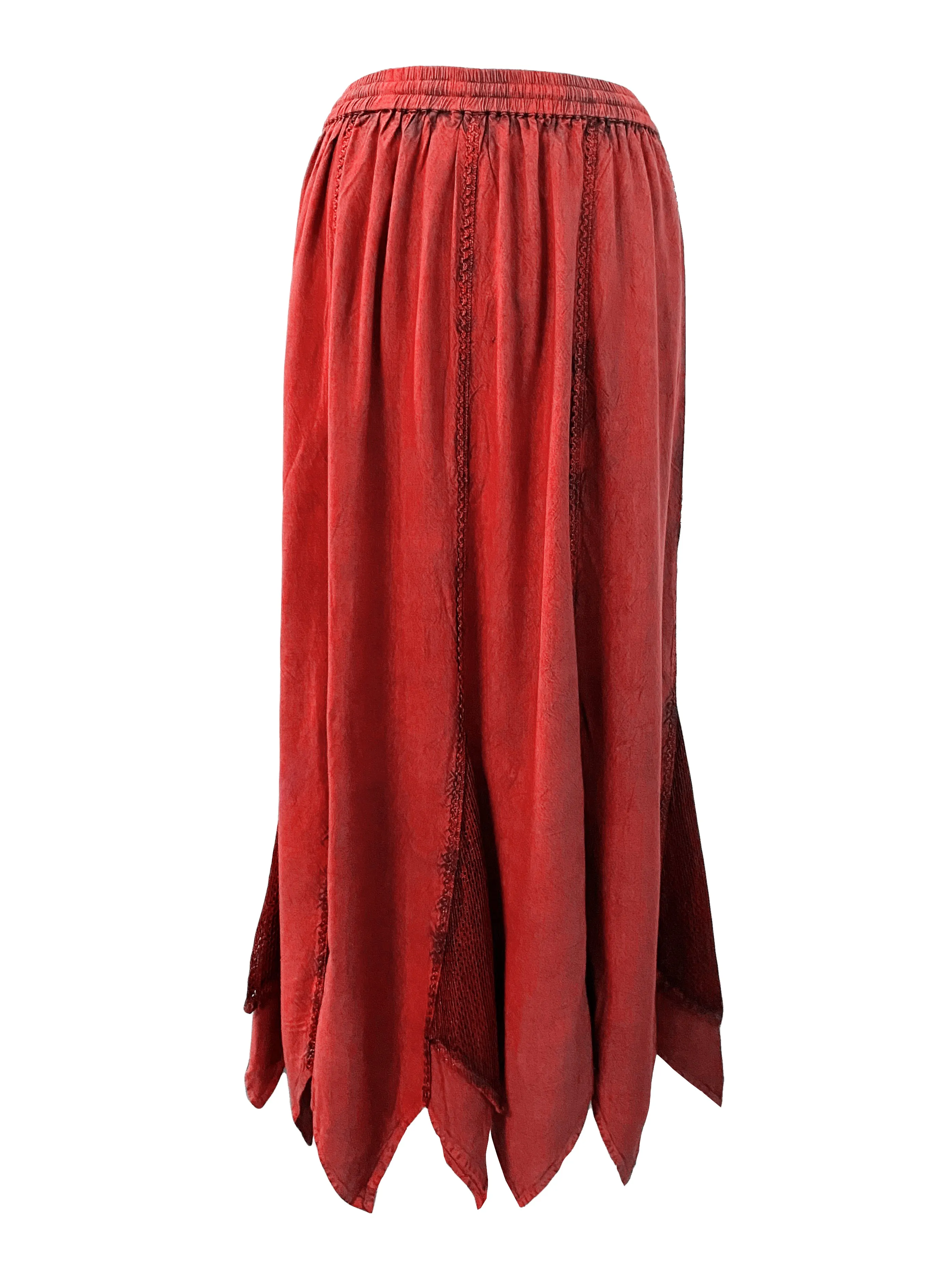 714 Skt Bohemian Gypsy Asymmetrical Hem Rayon Netted Skirt