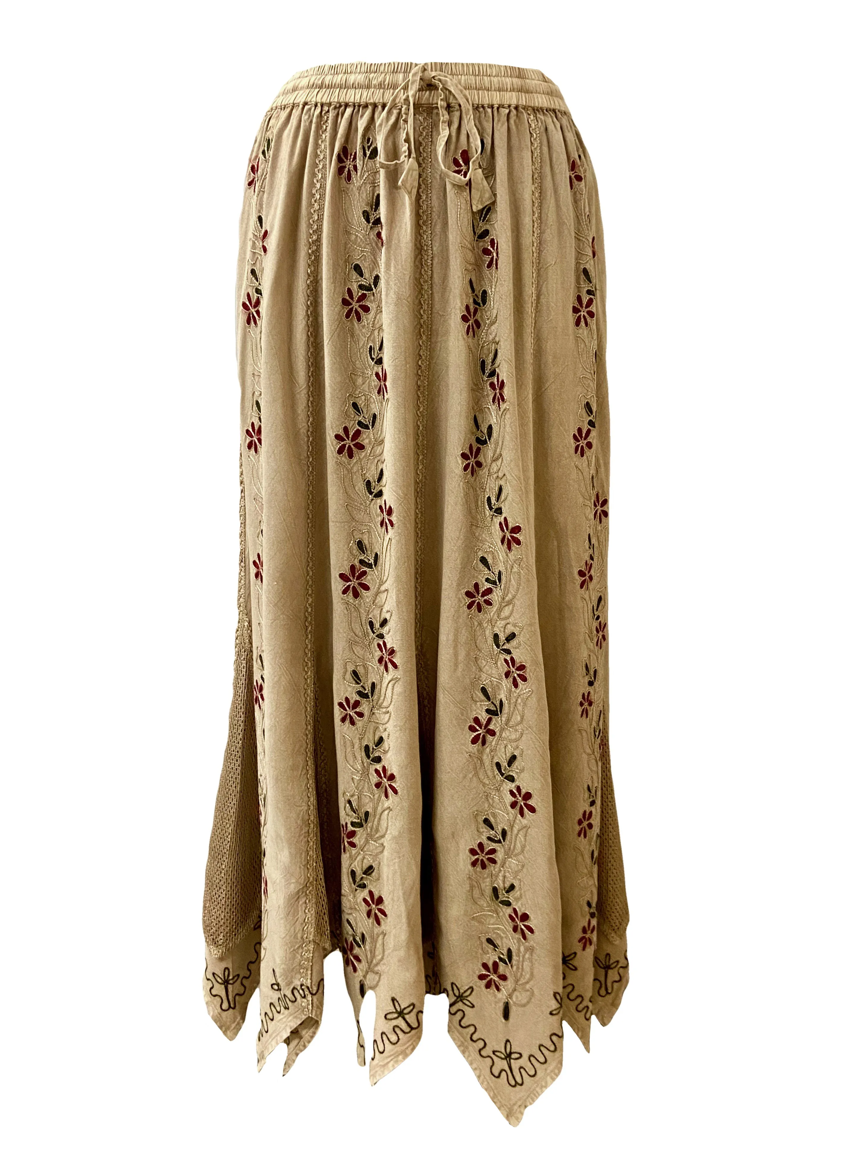 714 Skt Bohemian Gypsy Asymmetrical Hem Rayon Netted Skirt