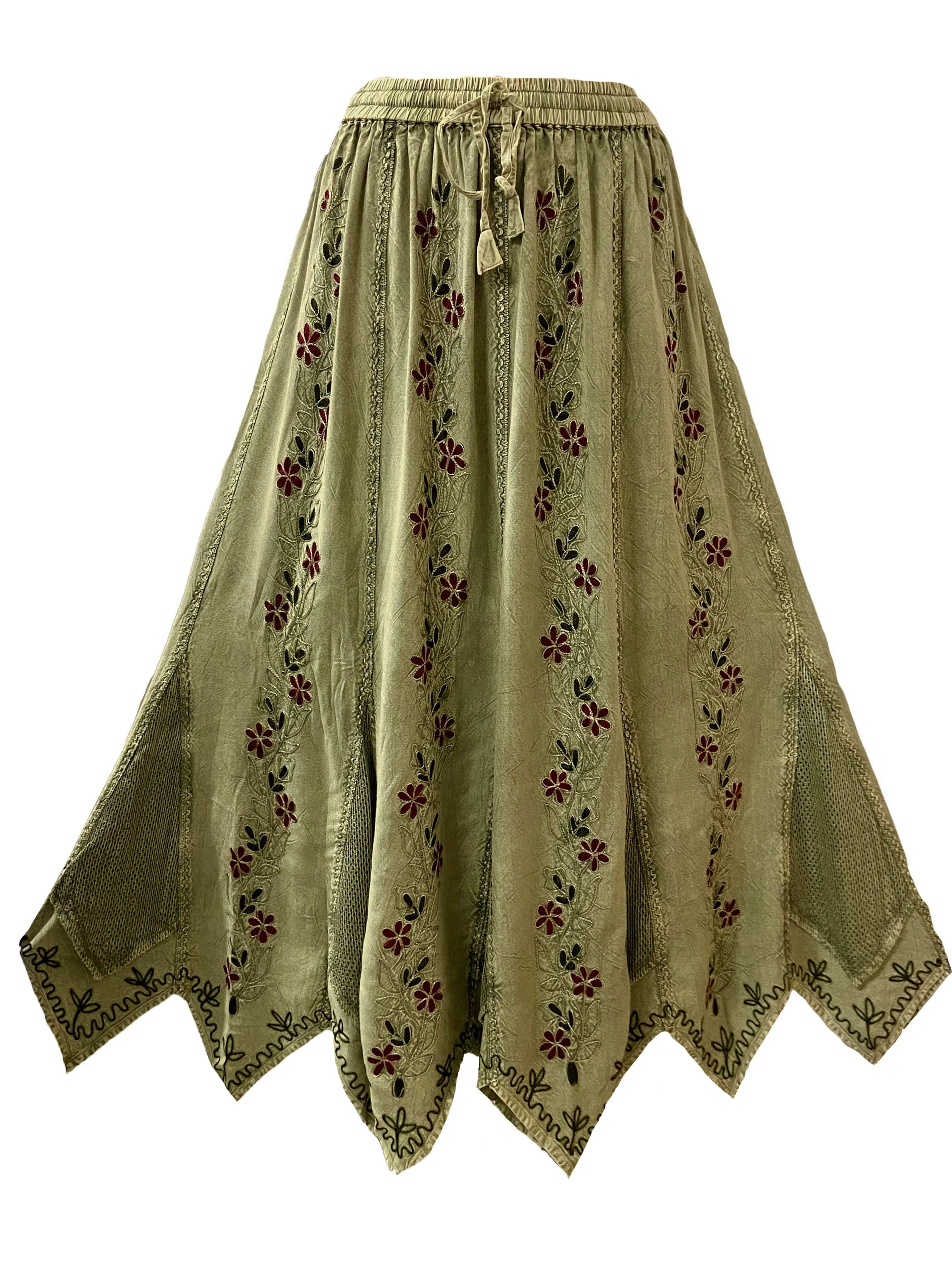 714 Skt Bohemian Gypsy Asymmetrical Hem Rayon Netted Skirt