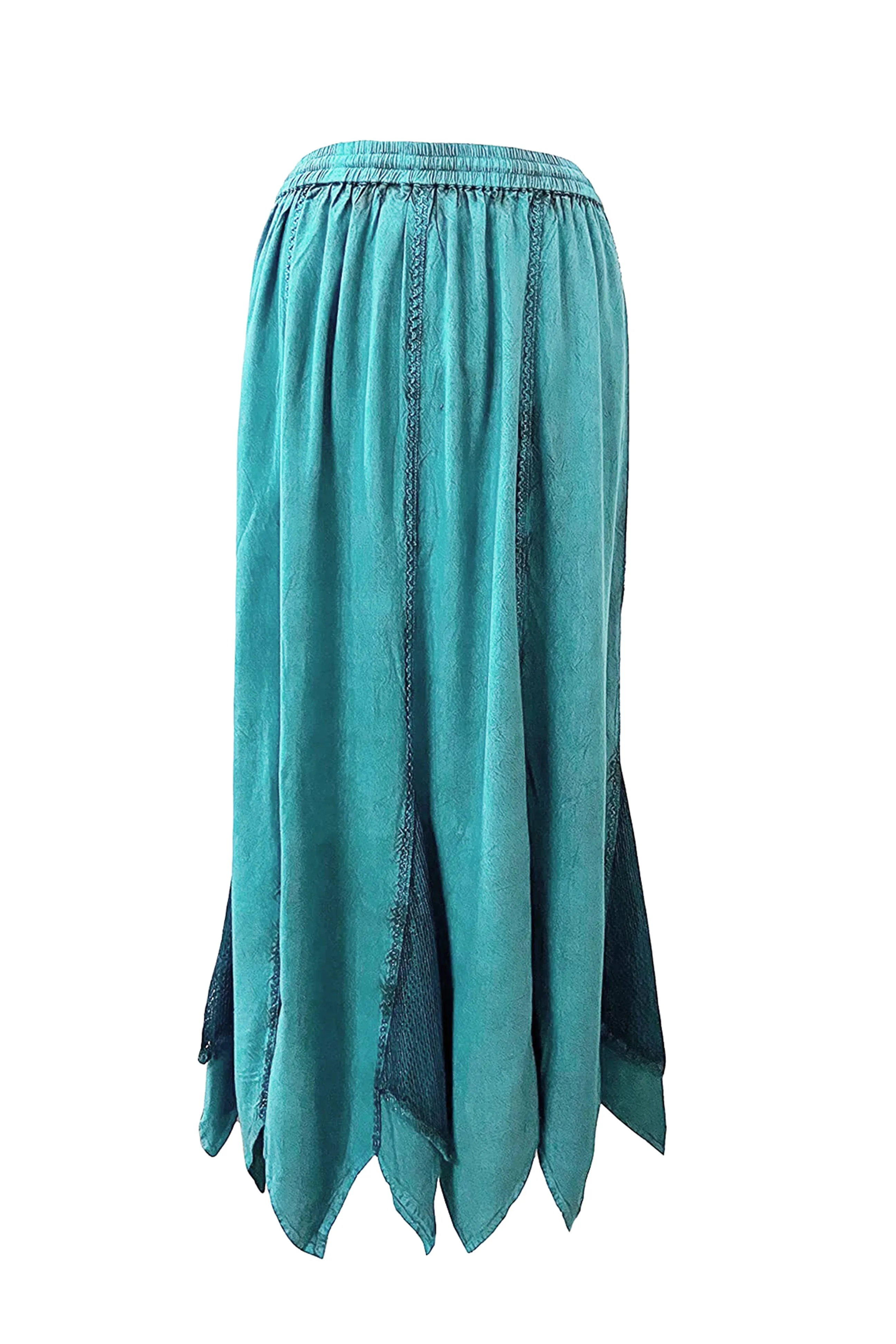 714 Skt Bohemian Gypsy Asymmetrical Hem Rayon Netted Skirt