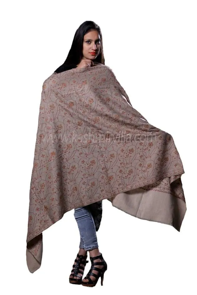 Beige Colour Shawl With SemiPashmin Base With Rich AllOver Jaal Express Elegance And Style.