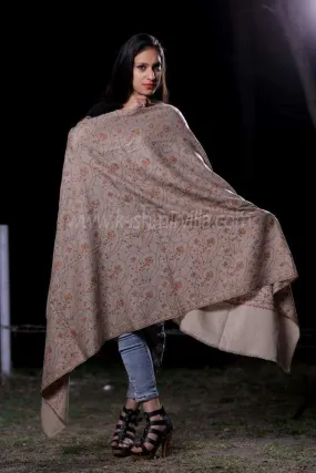 Beige Colour Shawl With SemiPashmin Base With Rich AllOver Jaal Express Elegance And Style.