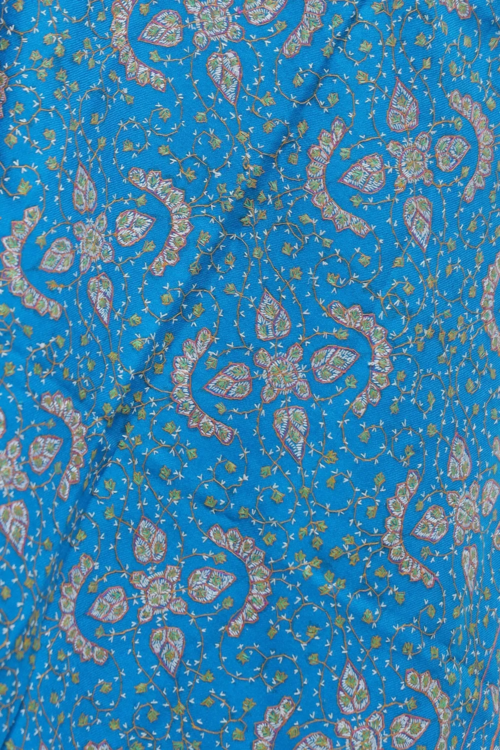 Blue Colour Sozni Shawl With Richly Embroidered Border And Jaal Looks Attractive.