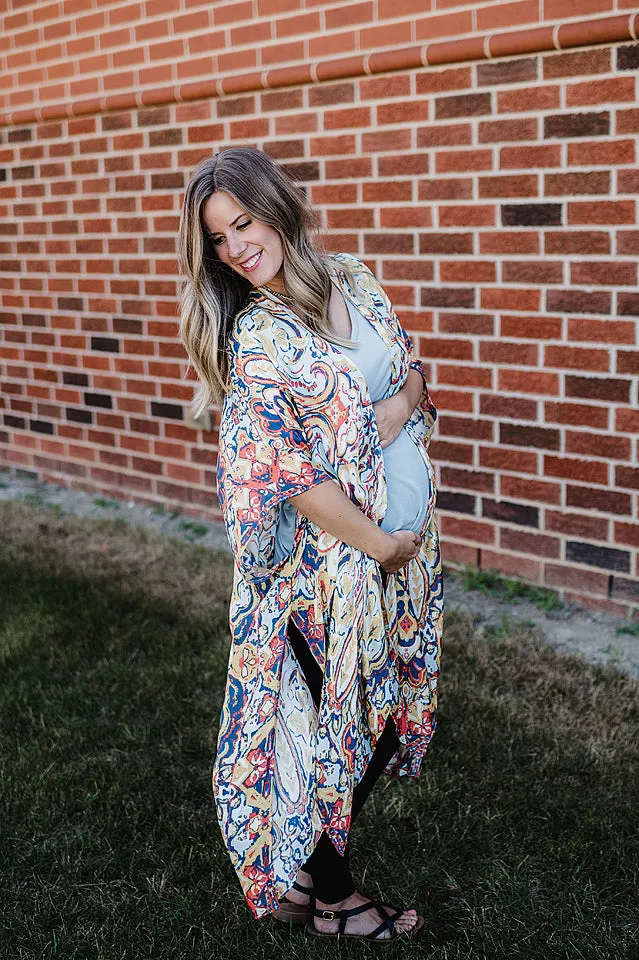 Bordered Paisley Kimono