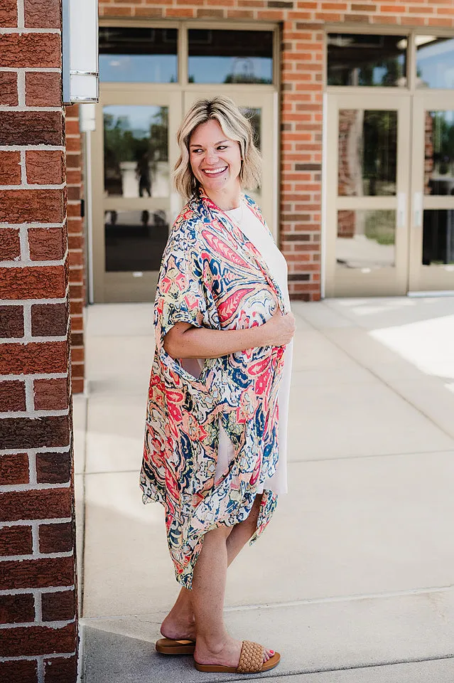 Bordered Paisley Kimono