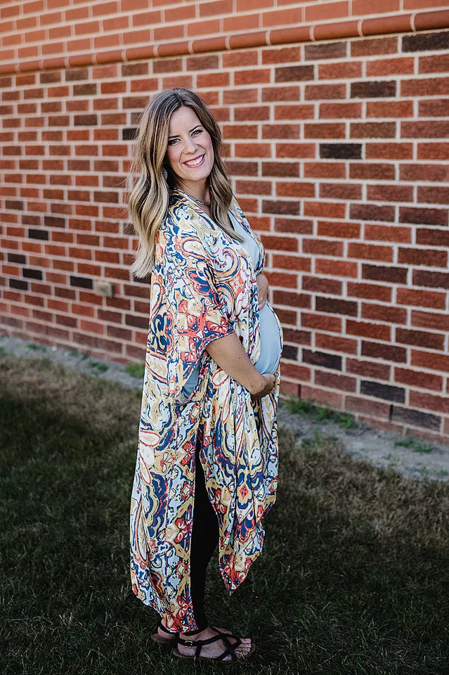 Bordered Paisley Kimono