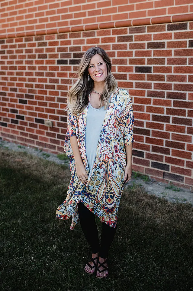 Bordered Paisley Kimono