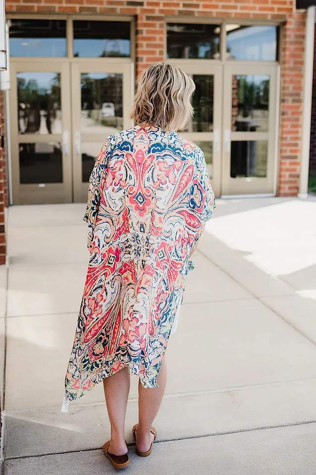 Bordered Paisley Kimono