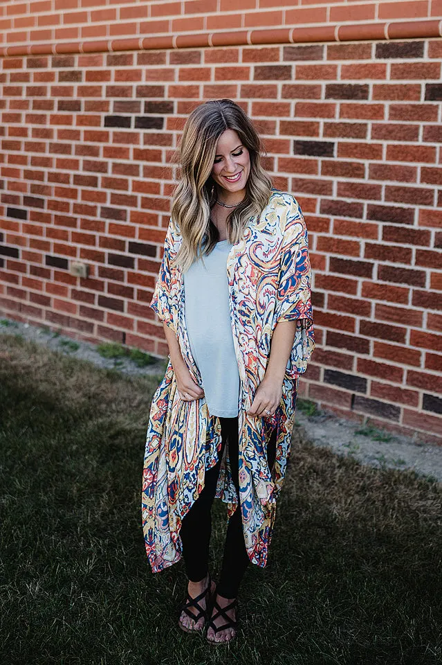 Bordered Paisley Kimono