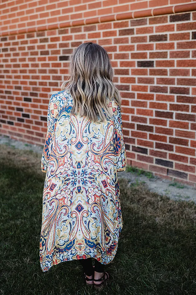 Bordered Paisley Kimono