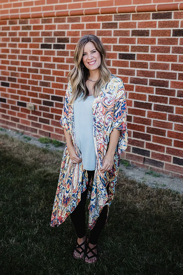 Bordered Paisley Kimono