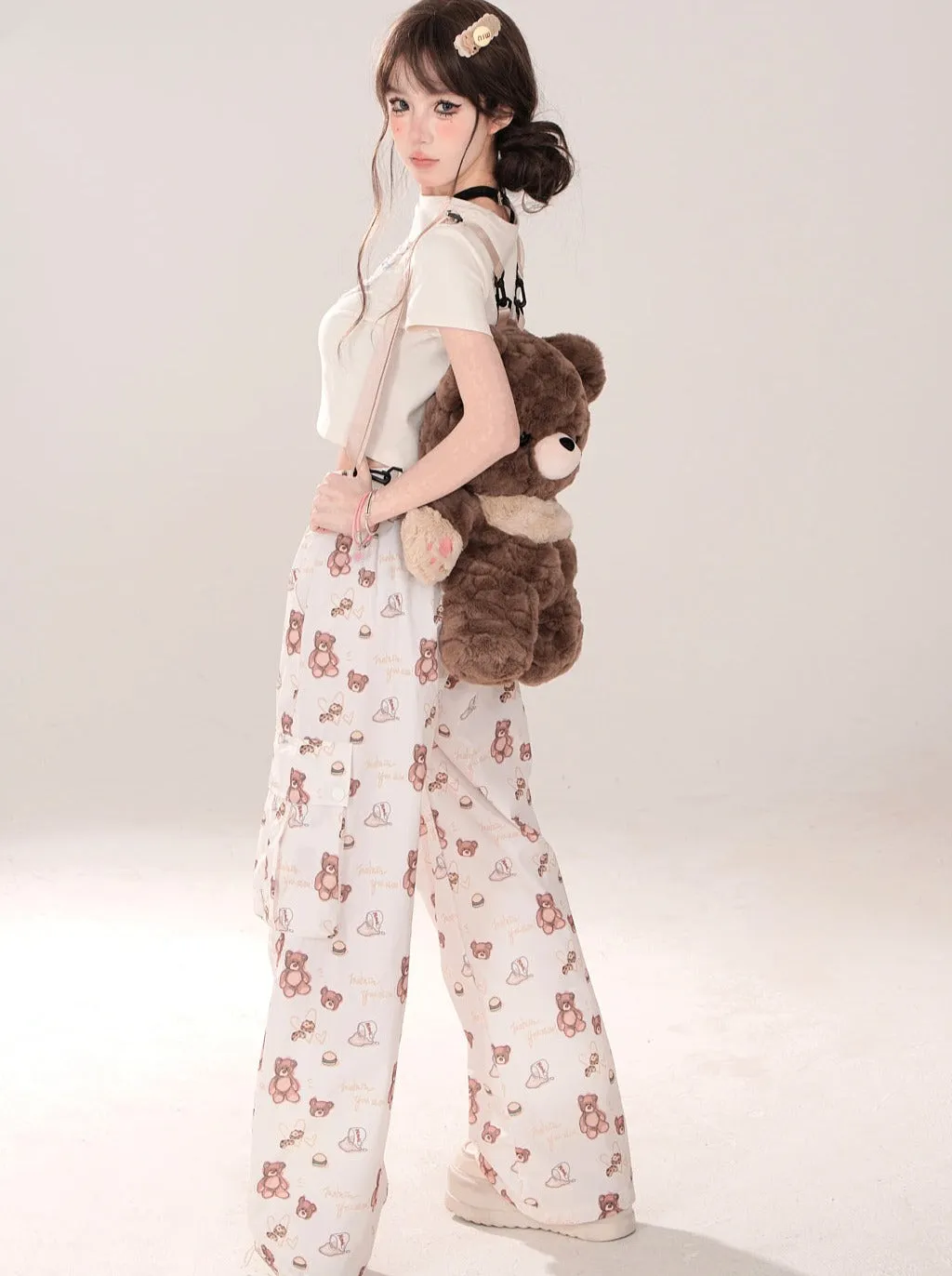 Cargo Baby Sweet Bear Loose Pants