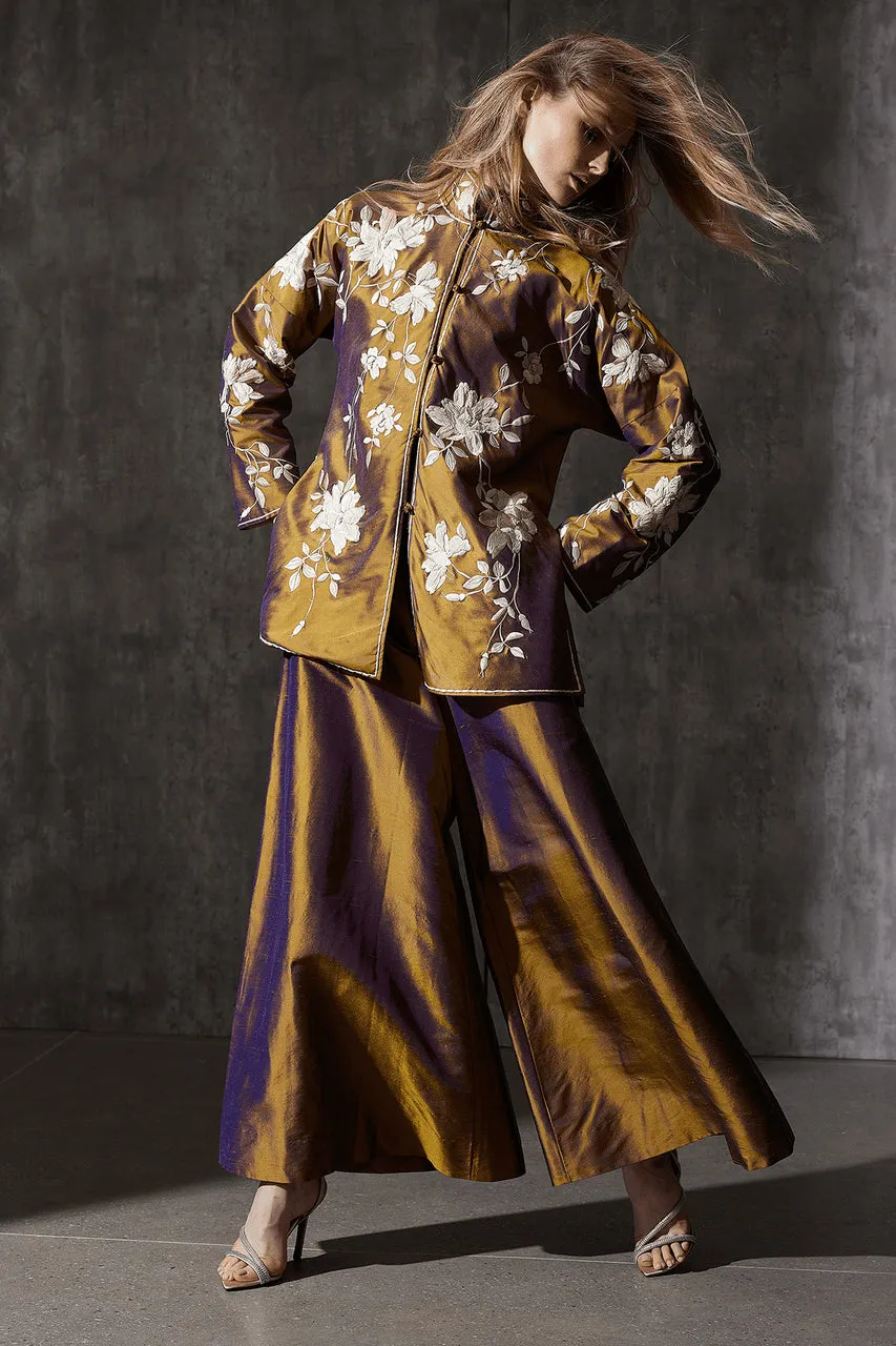 Couture Silk Dupioni Embroidered Mandarin Tunic