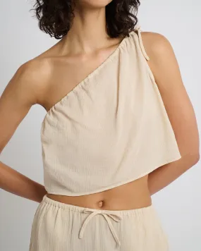 Crinkle Gauze One-shoulder Top