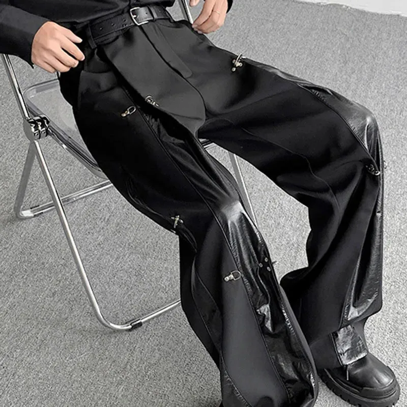 Fashion Solid Metal Buckle Pants