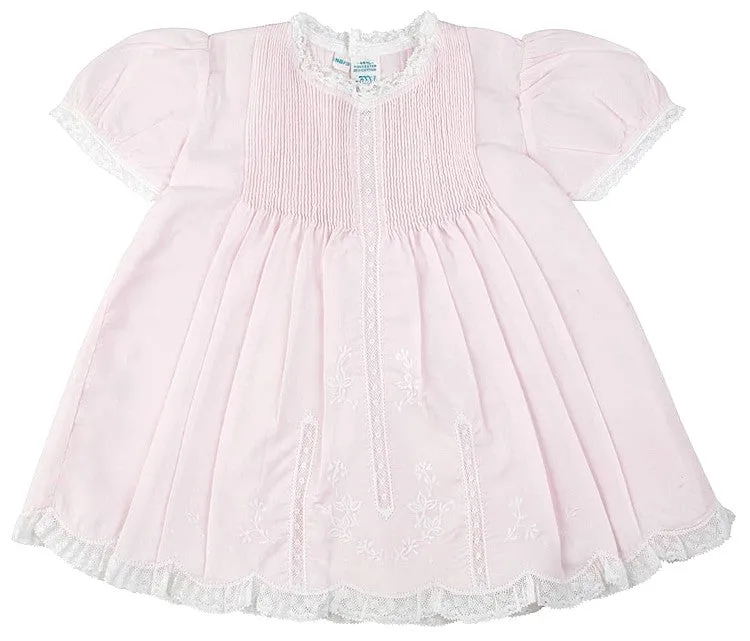 Feltman Brothers 6564 Newborn Baby Girls Slip Dress with Lace - Pink