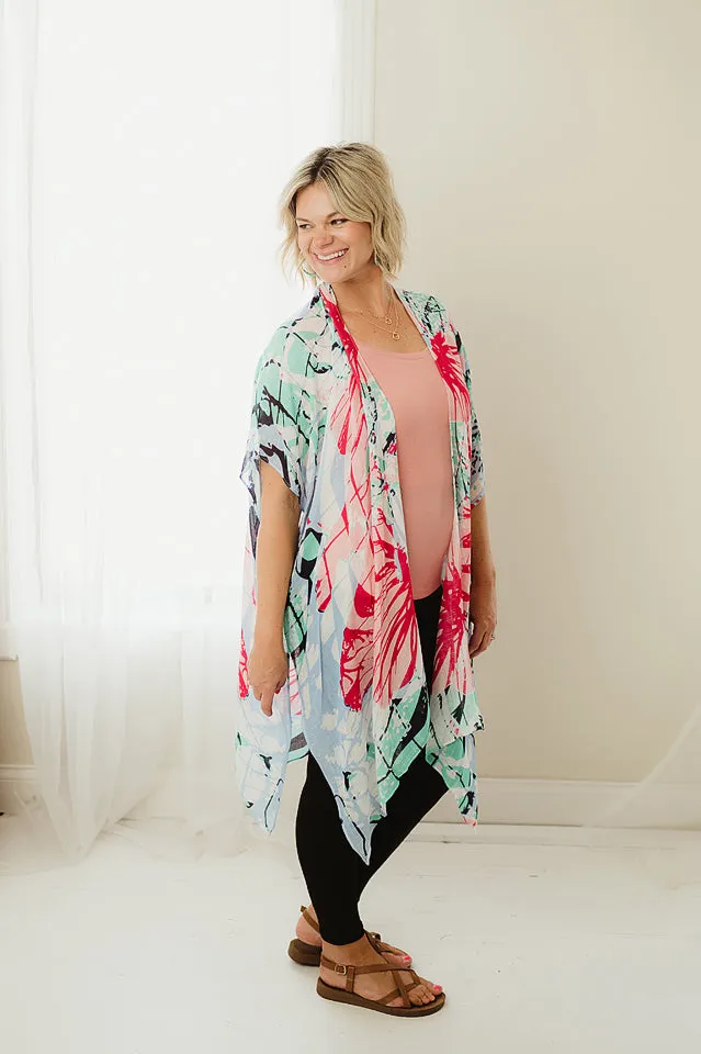 Flower Print Kimono