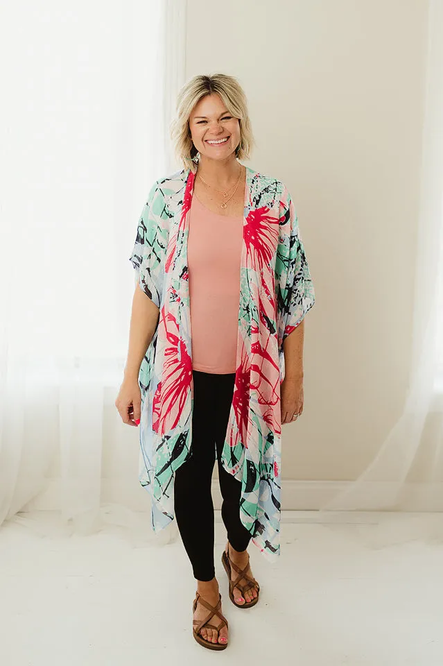 Flower Print Kimono