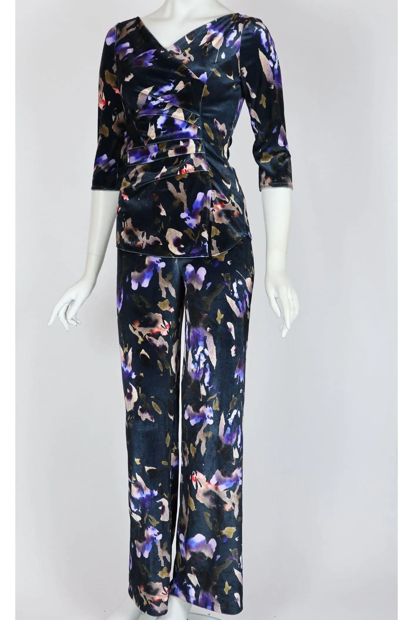 ICELYN Printed Velvet Palazzo Pants