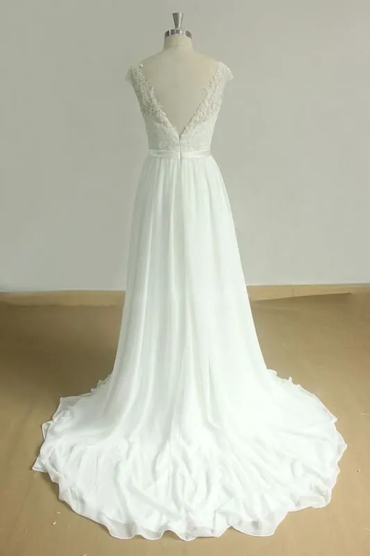 Lace O-Neck Lace Tulle Boho Wedding Dresses