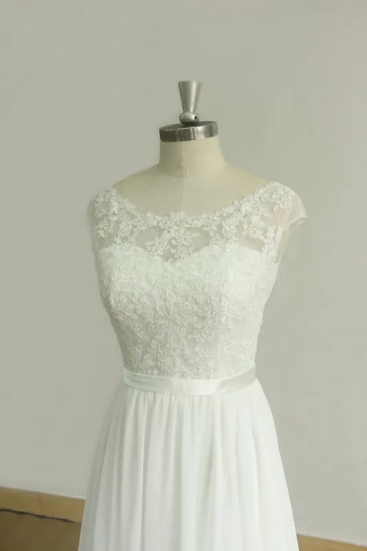Lace O-Neck Lace Tulle Boho Wedding Dresses