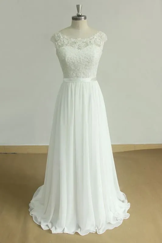 Lace O-Neck Lace Tulle Boho Wedding Dresses