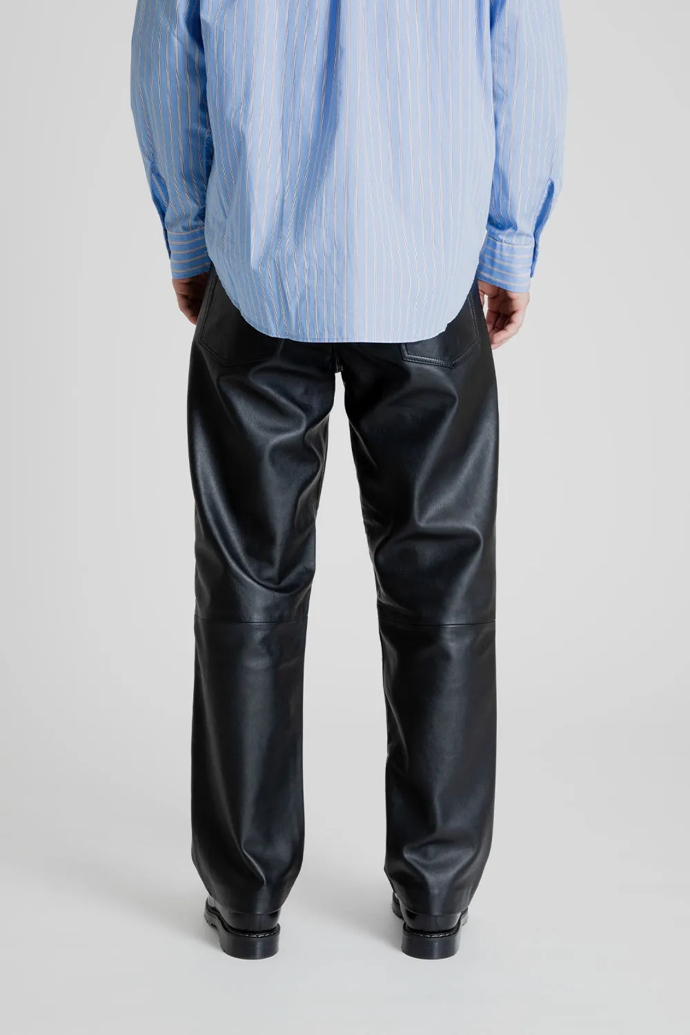 Loose Leather Pants - Black