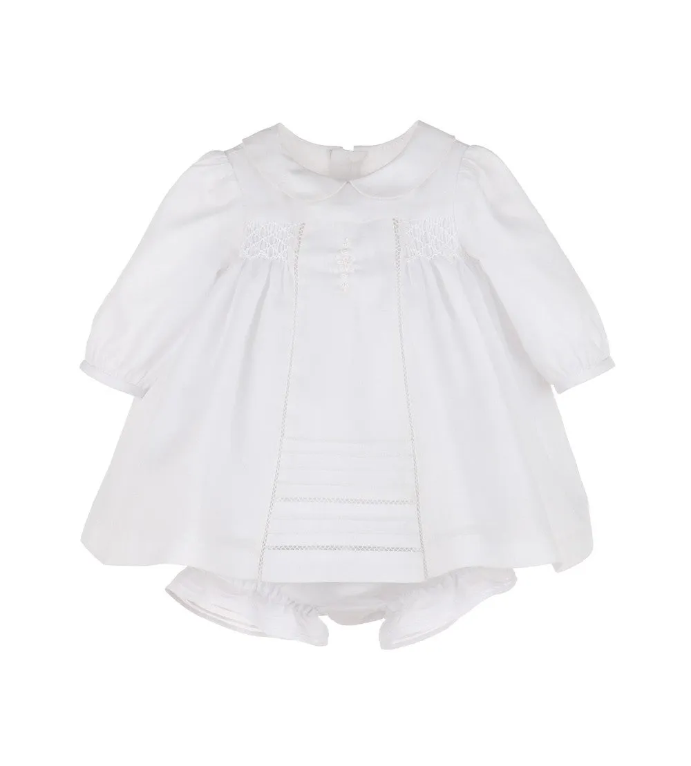 Luli & Me Baby Girls Boho Smocked Dress Set - White