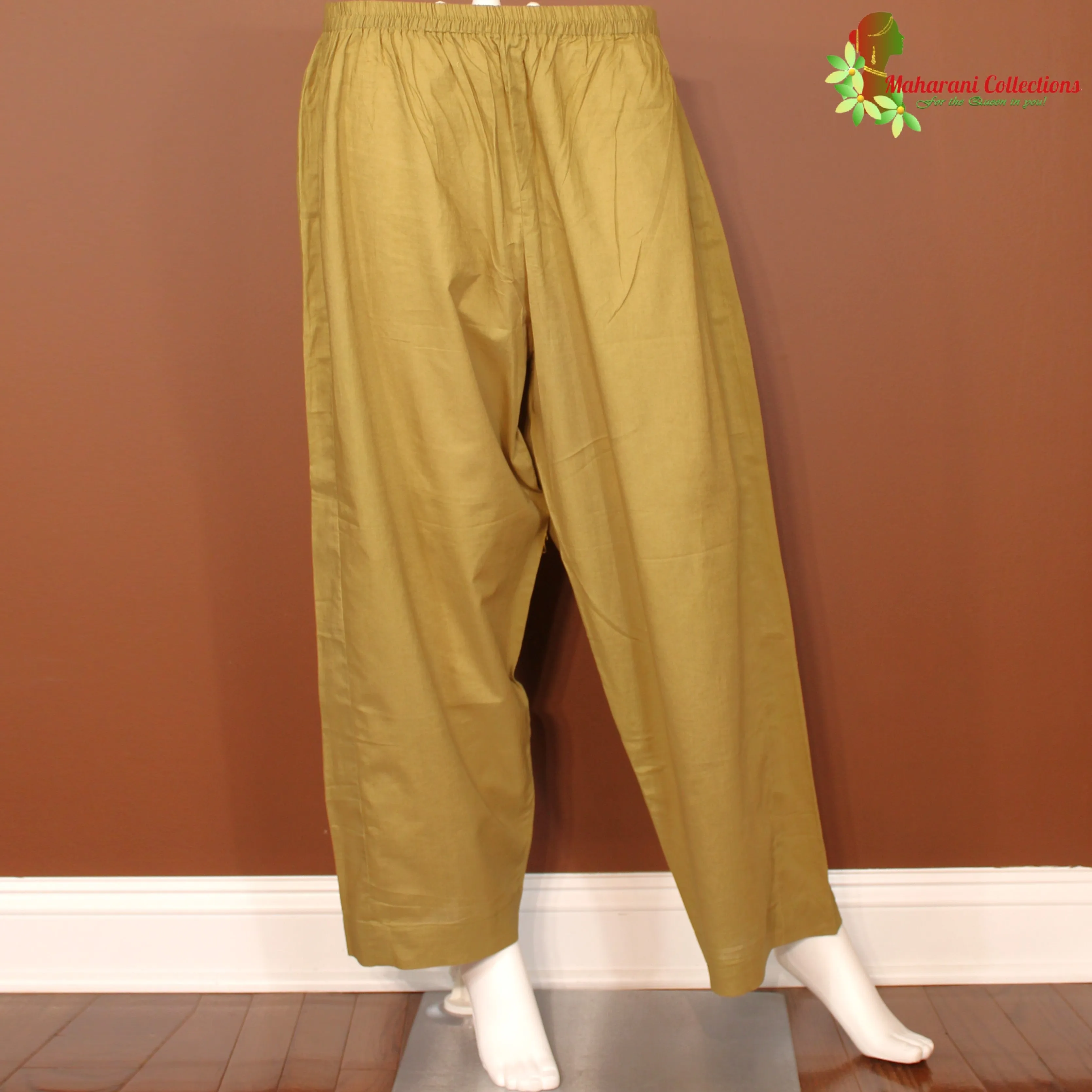 Maharani's Designer Palazzo Suit Set - Cotton Silk - Henna Green (M)