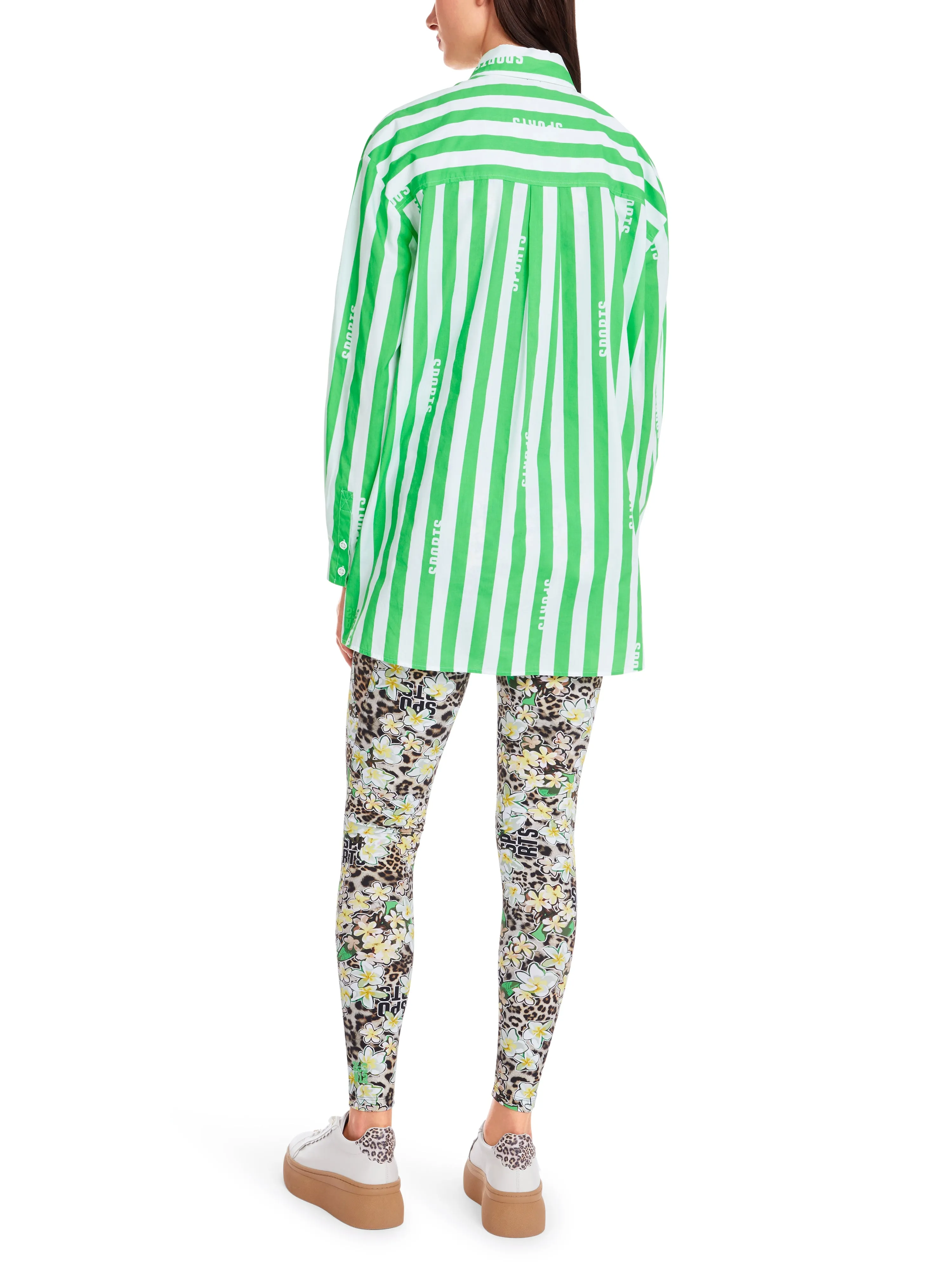 MARC CAIN Green & White Striped Shirt