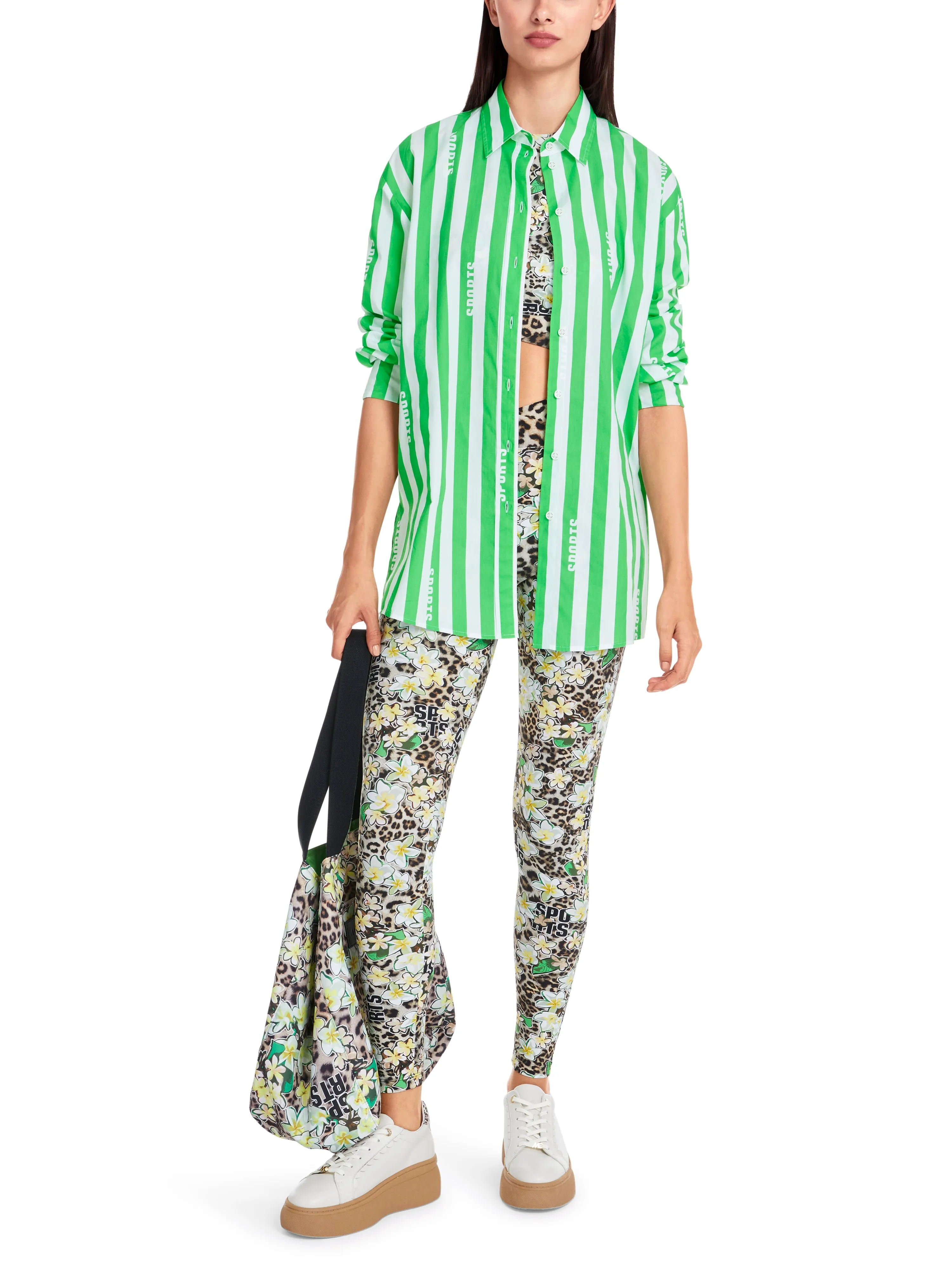 MARC CAIN Green & White Striped Shirt